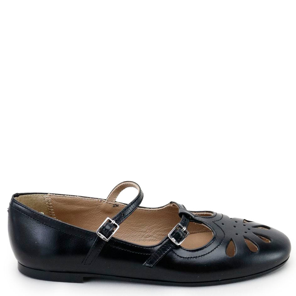 Papanatas Black Shine Teardrop Mary Jane-Tassel Children Shoes