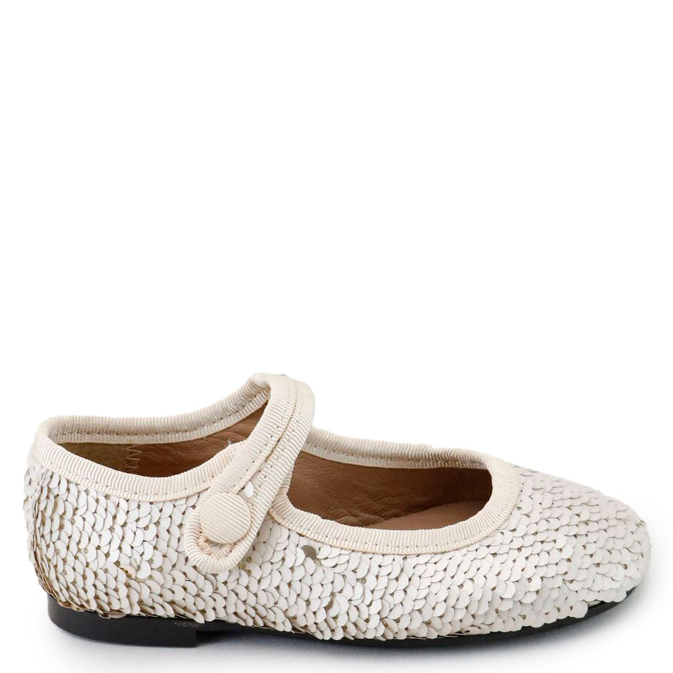 Papanatas Champagne Sequin Mary Jane-Tassel Children Shoes