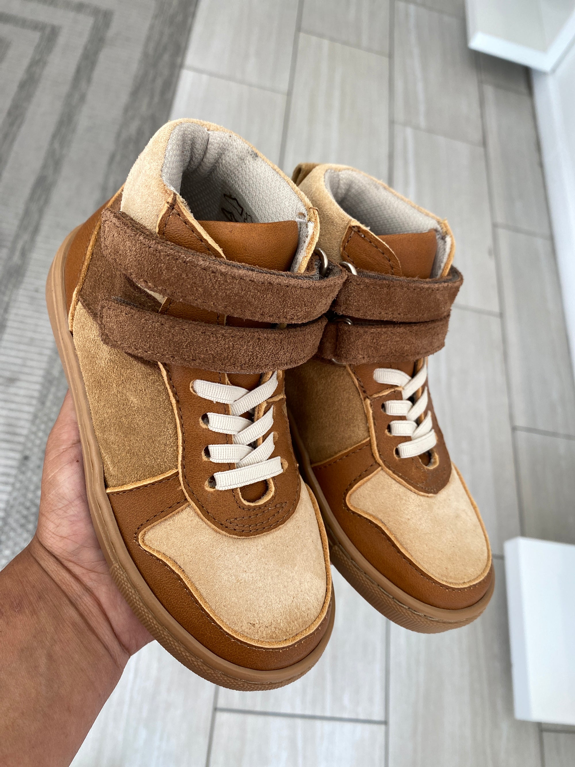 Petit Nord Cognac Suede Mid Top Sneaker-Tassel Children Shoes