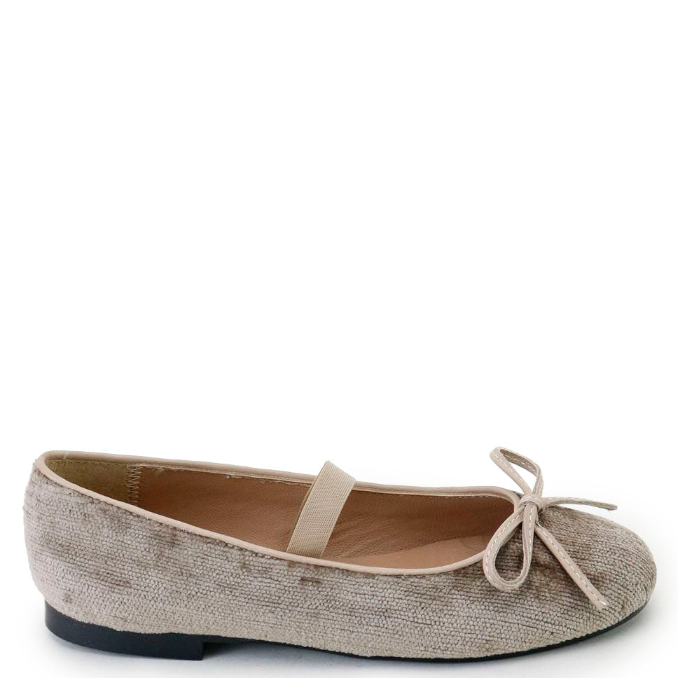 Papanatas Taupe Velvet Strap Flat-Tassel Children Shoes