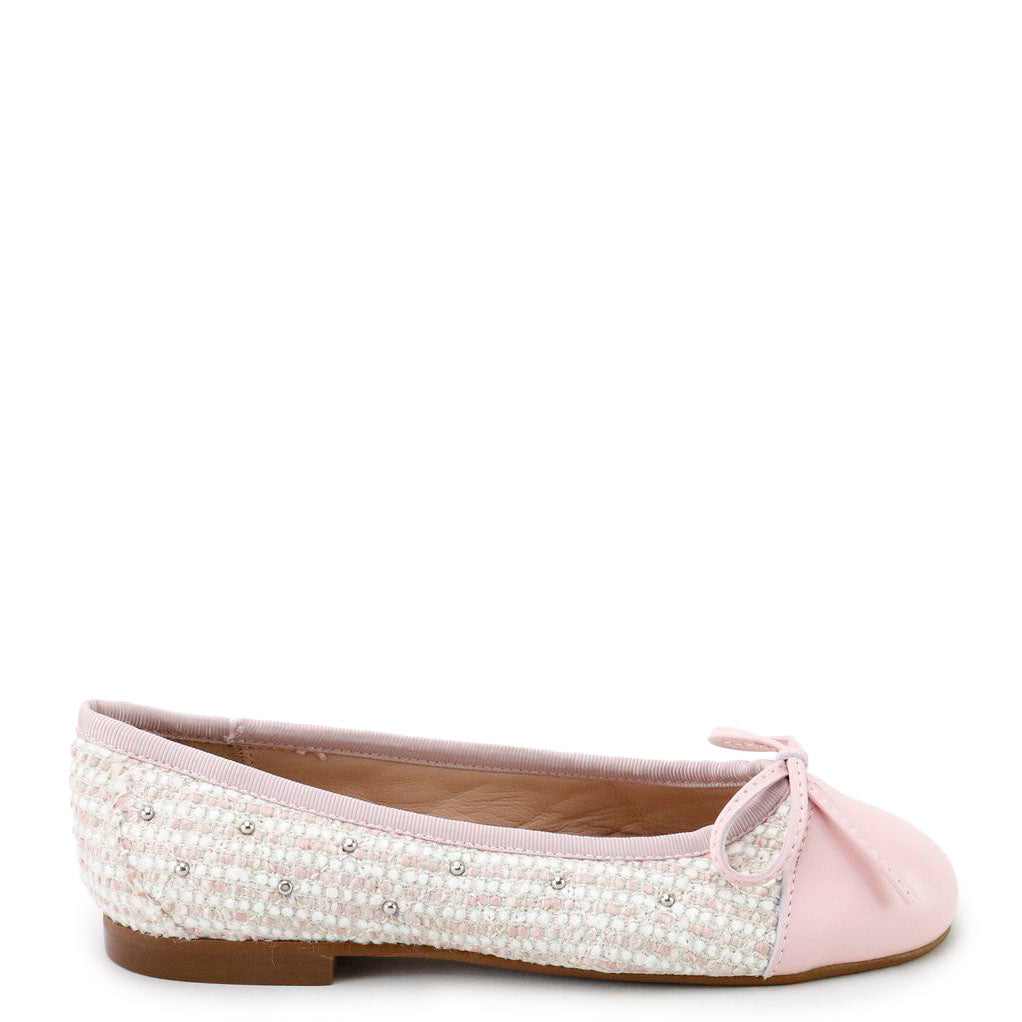 Papanatas Pink Weave Bow Flat-Tassel Children Shoes