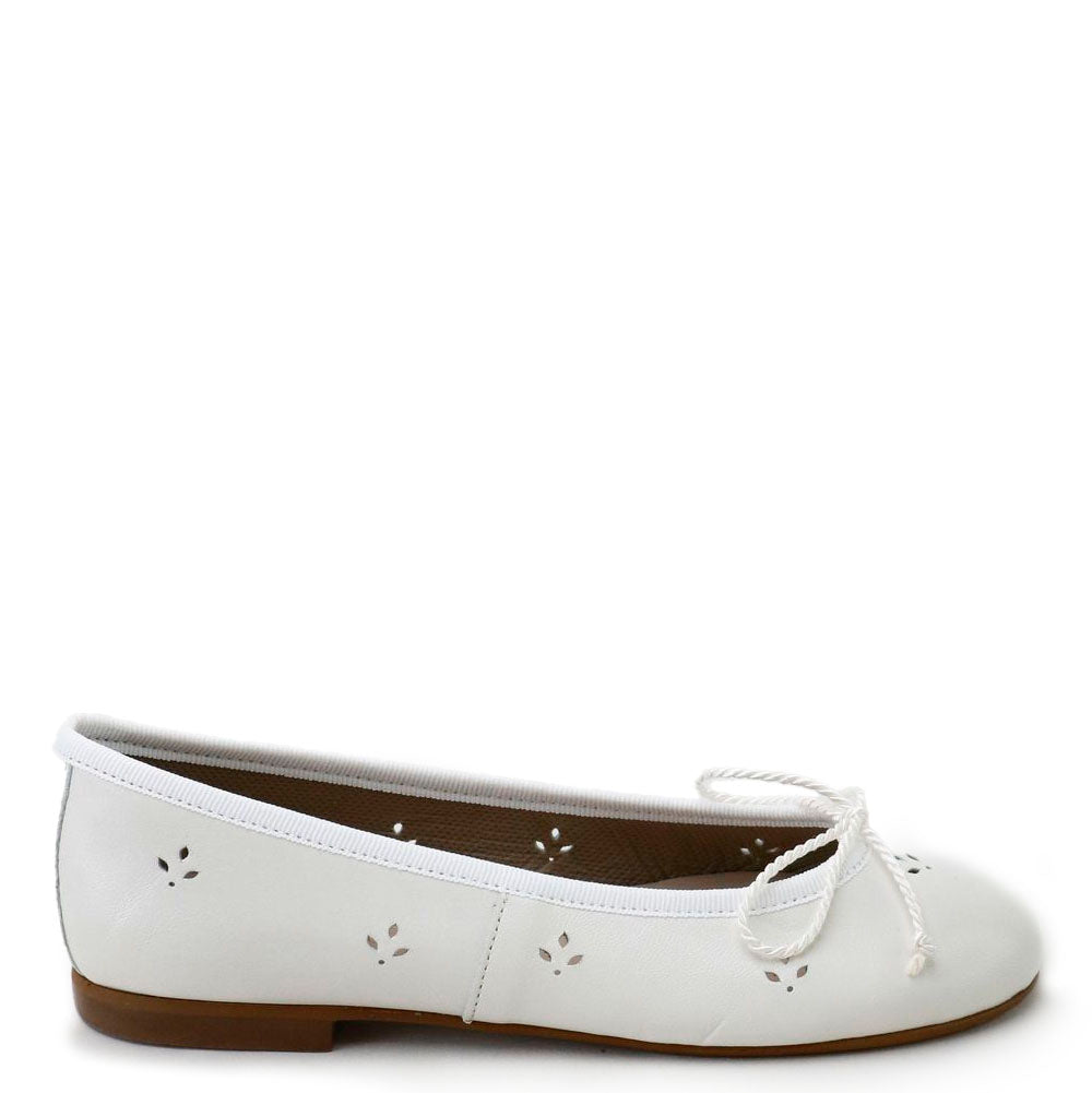 Papanatas Off White Perf Ballet Flat-Tassel Children Shoes