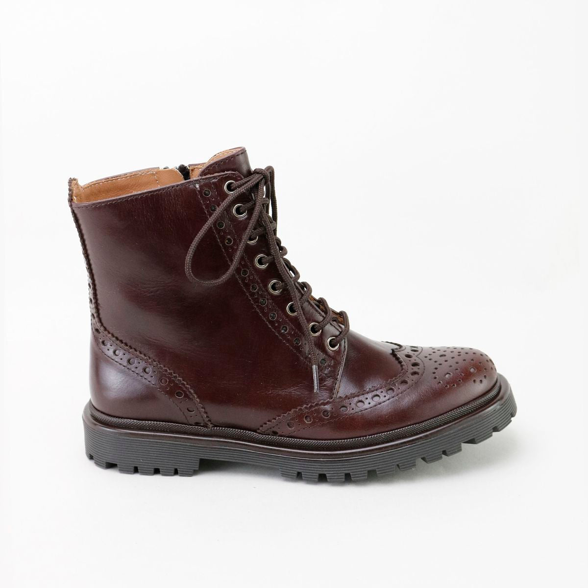 Papanatas Burgundy Leather Wingtip Boot-Tassel Children Shoes