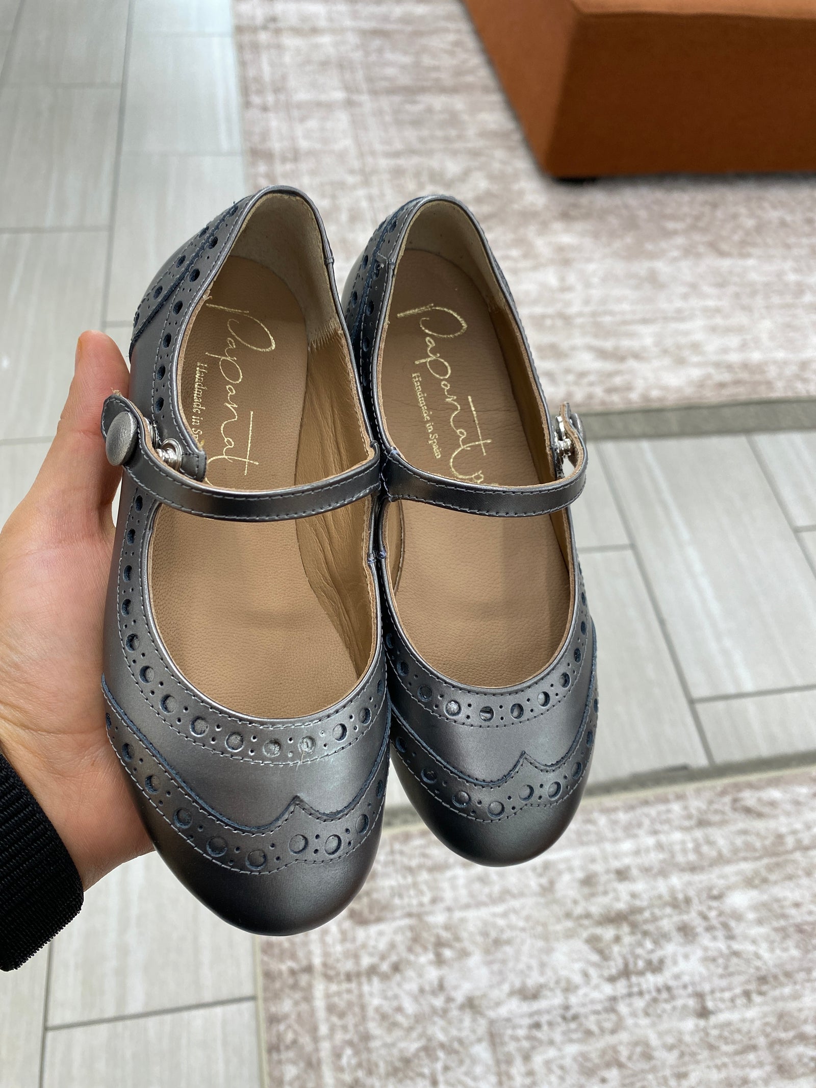 Papanatas Metal Antik Wingtip Mary Jane-Tassel Children Shoes