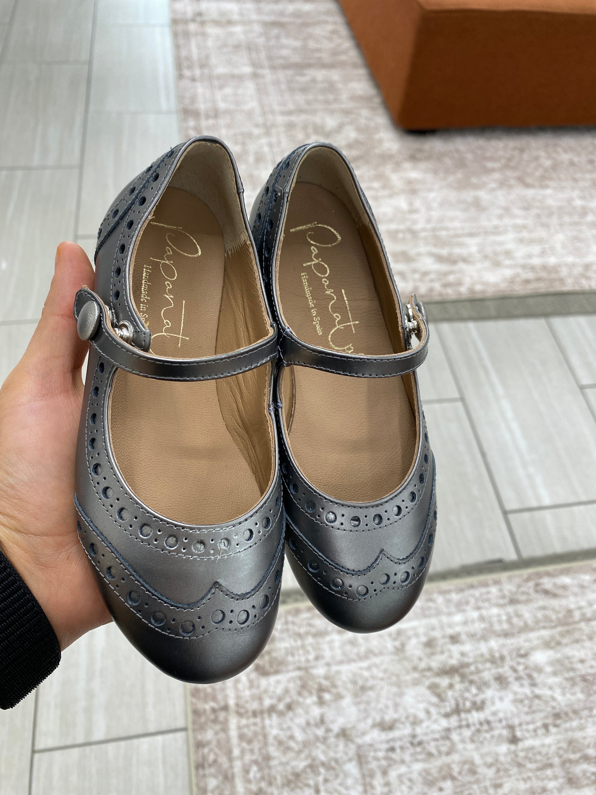Papanatas Metal Antik Wingtip Mary Jane-Tassel Children Shoes