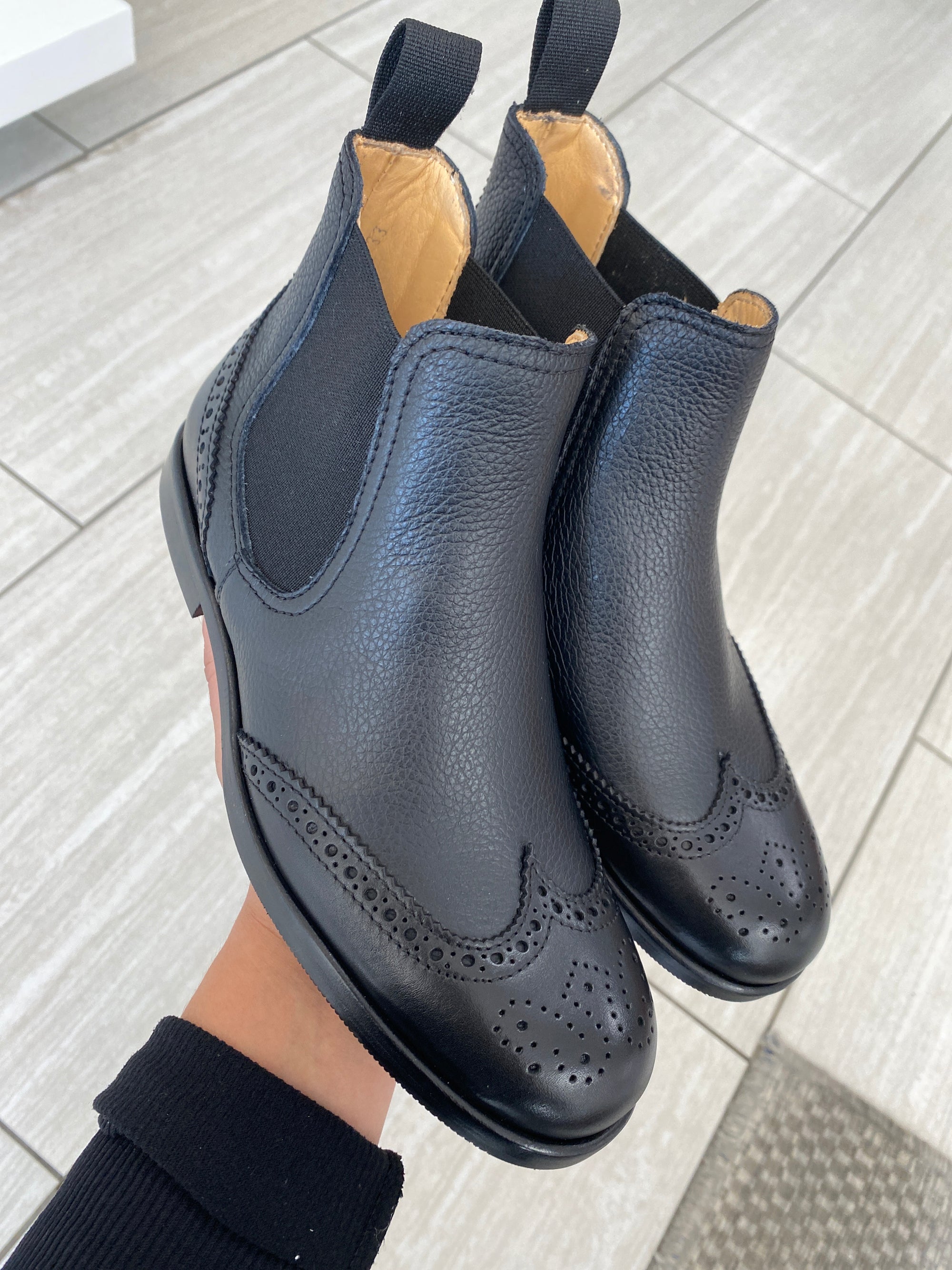 Rondinella Black Wingtip Dress Boot-Tassel Children Shoes