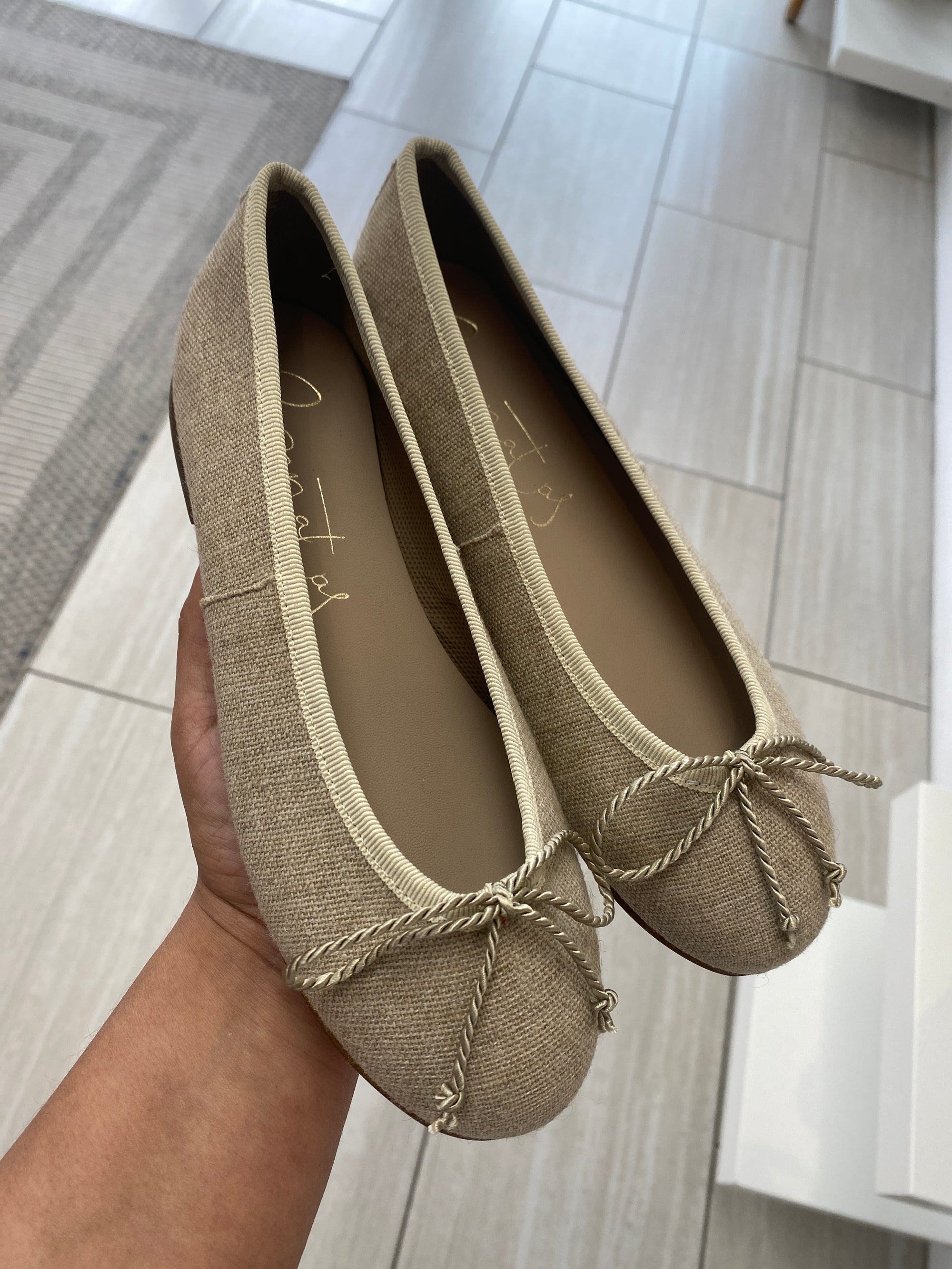 Papanatas Natural Linen Ballet Flat-Tassel Children Shoes