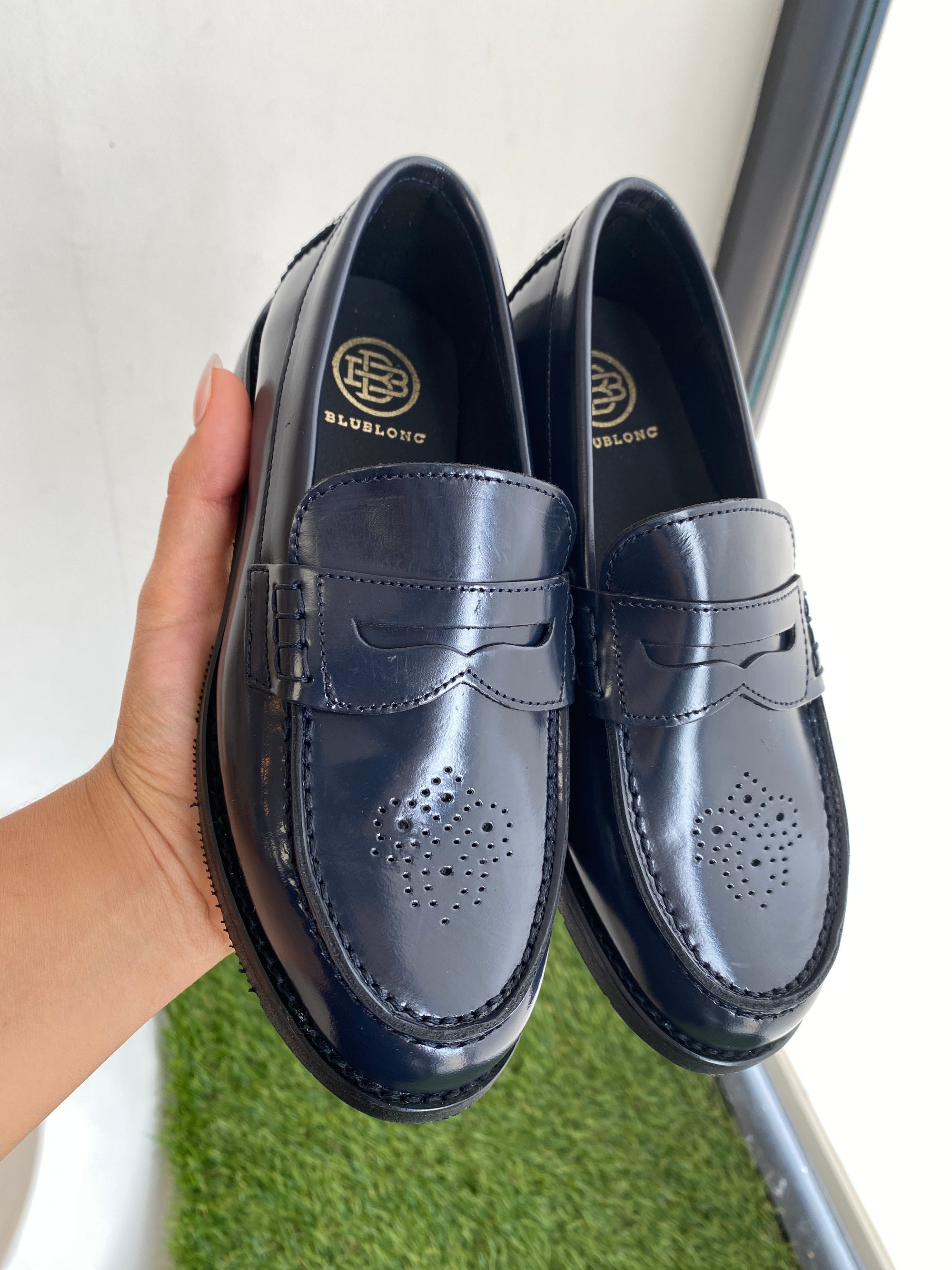 Blublonc Blue Perf Shine Loafer-Tassel Children Shoes