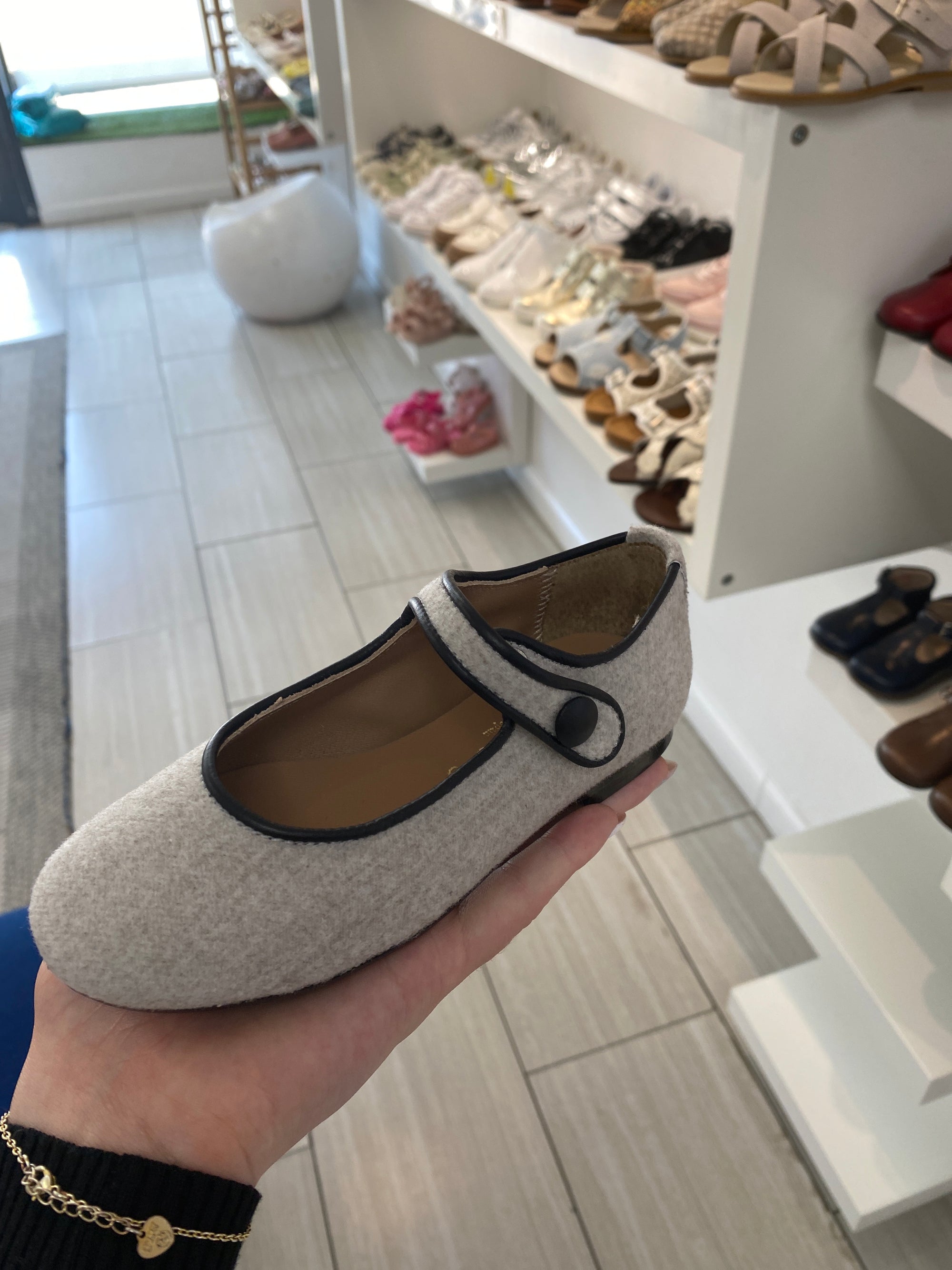 Papanatas White Wool Mary Jane-Tassel Children Shoes