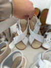 Manuela Silver Iridescent Flower Criss Cross Sandal-Tassel Children Shoes