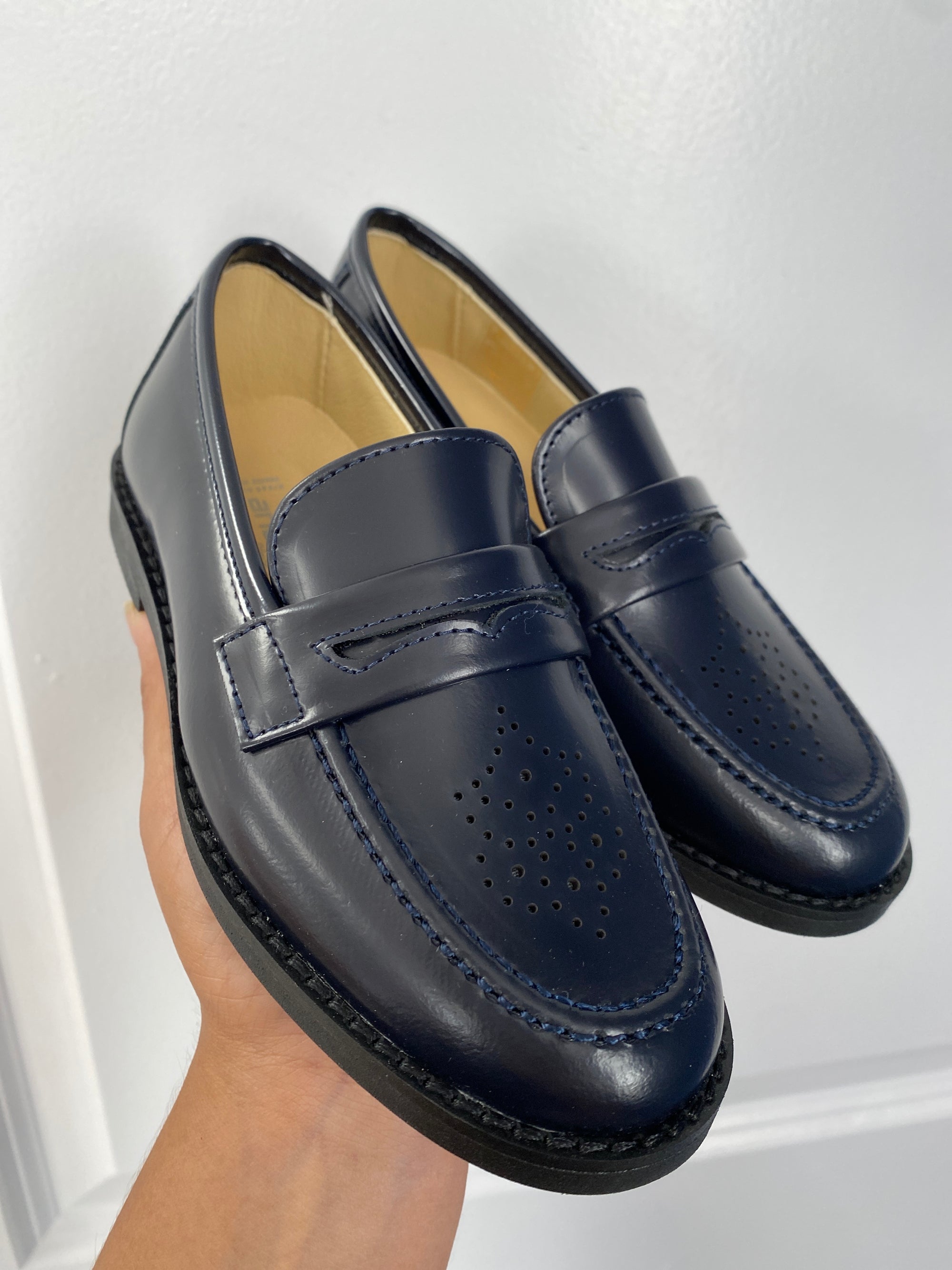 Andanines Navy Florentic Penny Loafer-Tassel Children Shoes