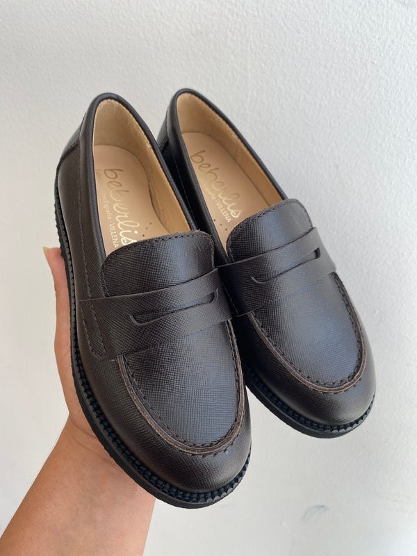 Beberlis Dark Brown Leather Penny Loafer - Tassel Children Shoes