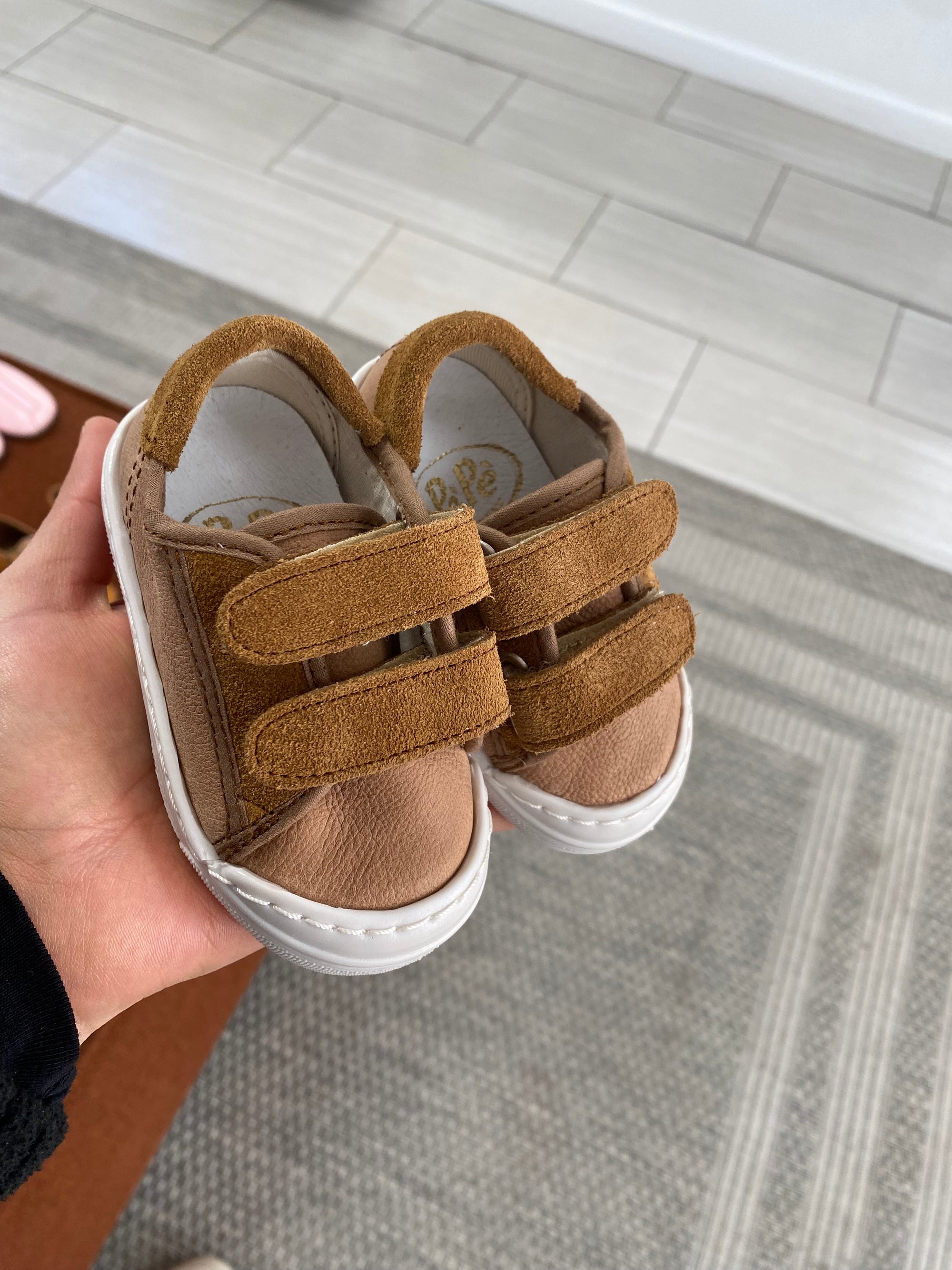 Pepe Brown Nubuck Velcro Sneaker-Tassel Children Shoes