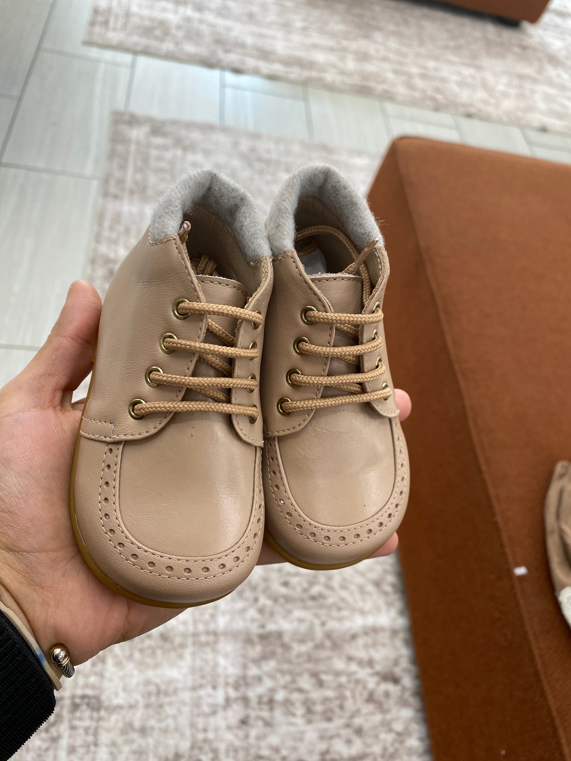 Beberlis Light Tan Perf Baby Bootie-Tassel Children Shoes