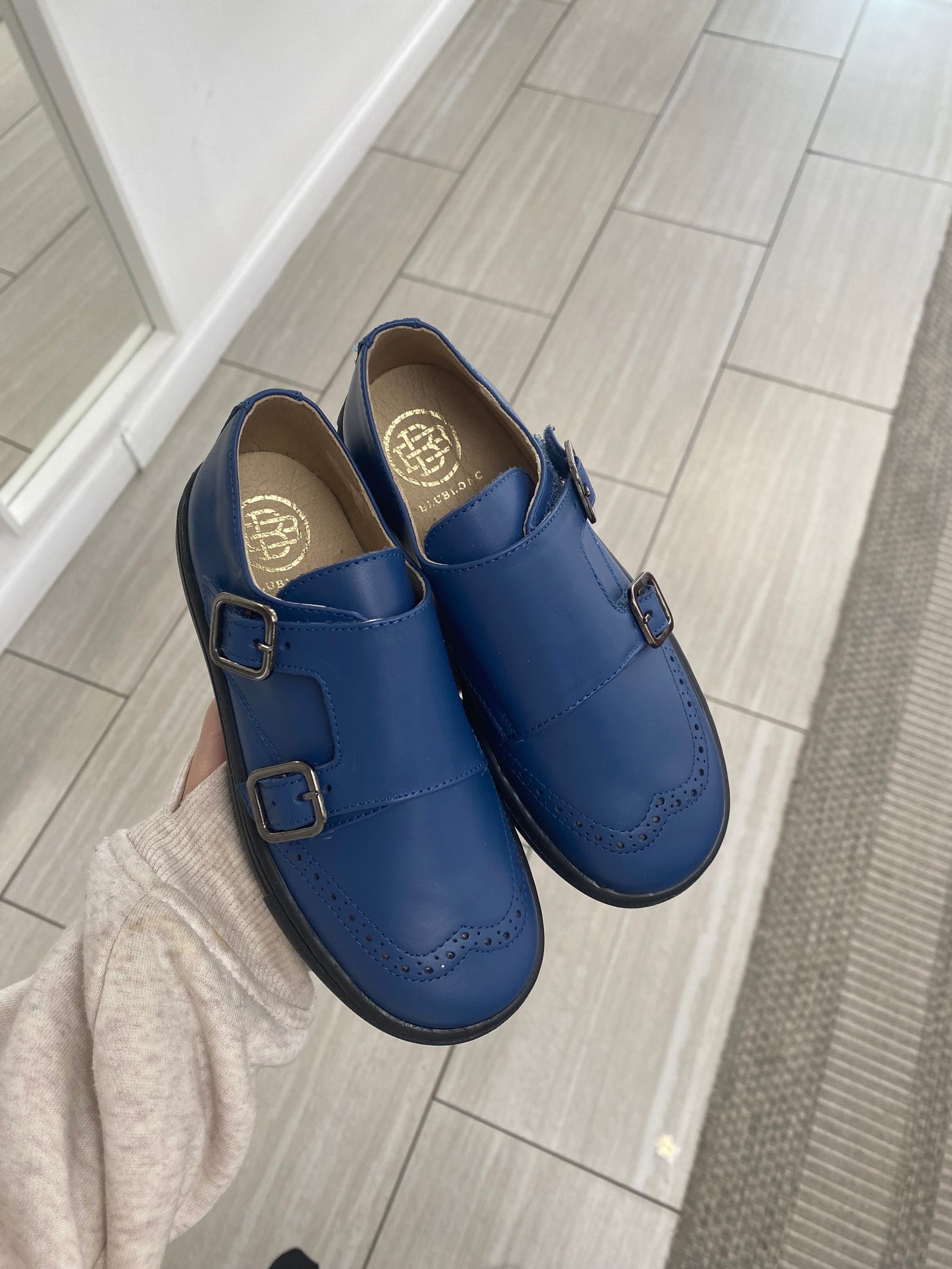 Blublonc Ocean Blue Wingtip Dress Sneaker-Tassel Children Shoes