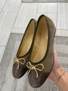Spain+Co Brown Suede Captoe Metal Bow Flat-Tassel Children Shoes