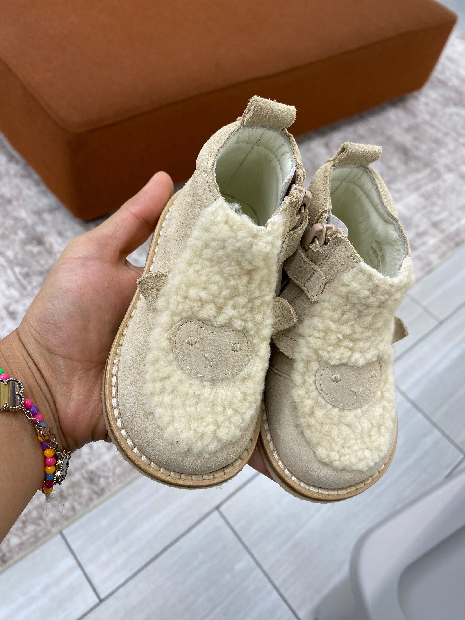 Bonpoint Suede Sheep Zipper Bootie-Tassel Children Shoes