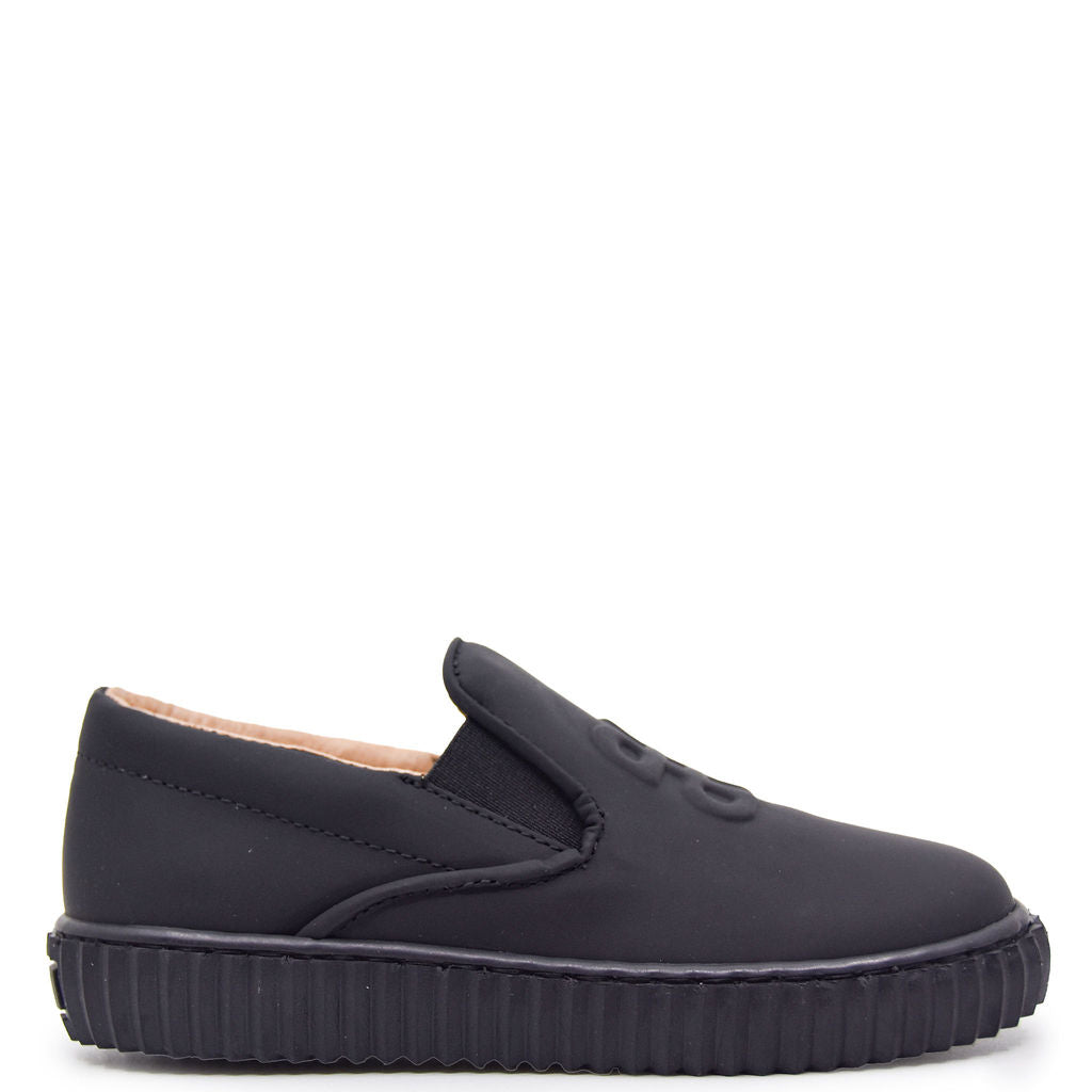 Porte Black Gum Logo Slip On Sneaker-Tassel Children Shoes
