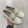 Spain+Co Taupe Stamped Buckle Loafer-Tassel Children Shoes