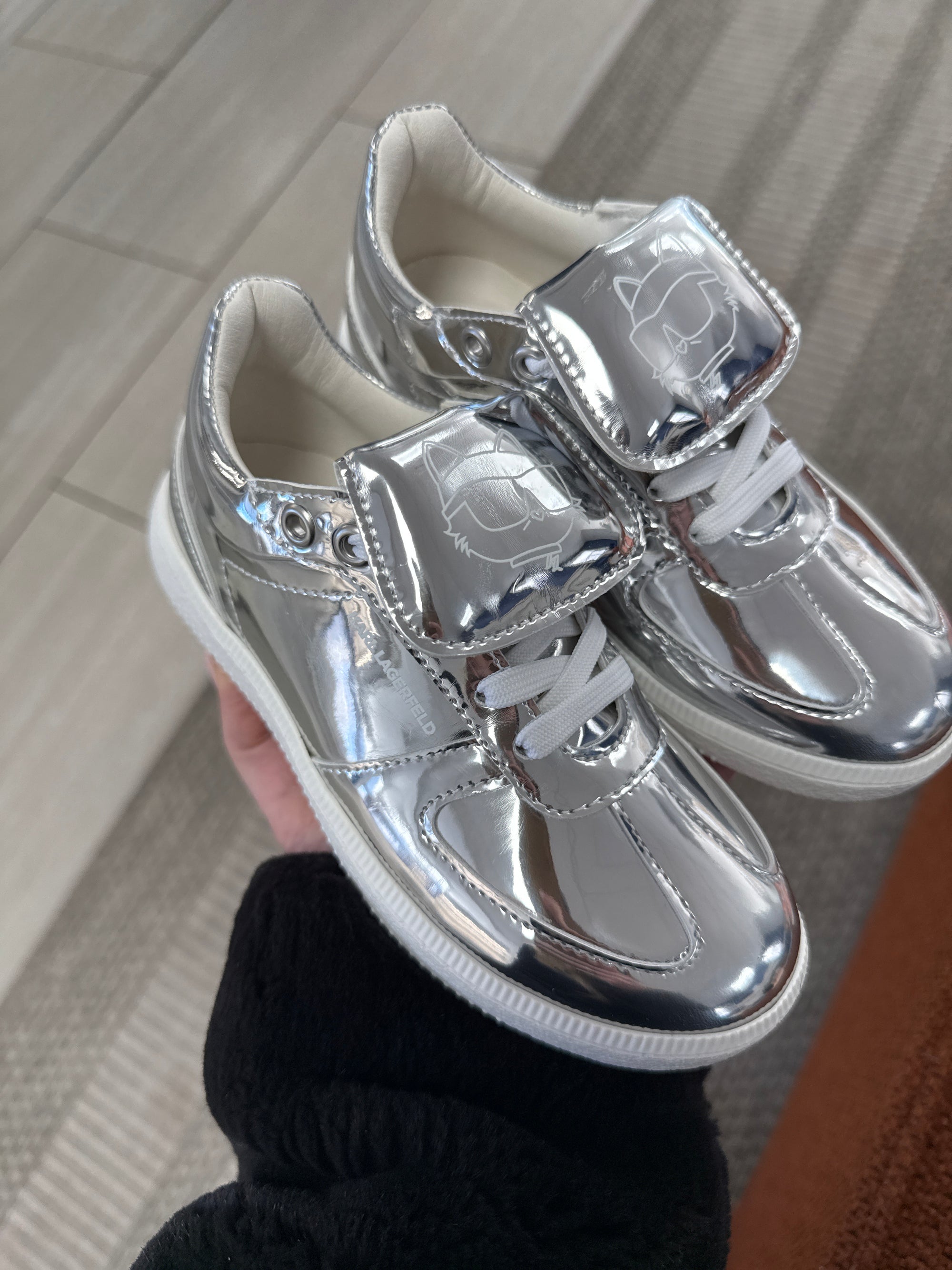 Karl Lagerfeld Silver Sneaker-Tassel Children Shoes