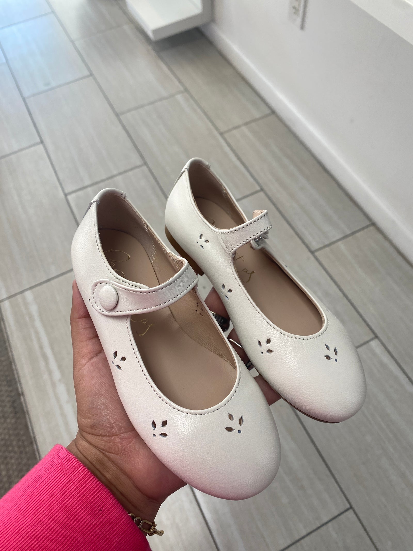 Papanatas Ivory Perf Mary Jane-Tassel Children Shoes