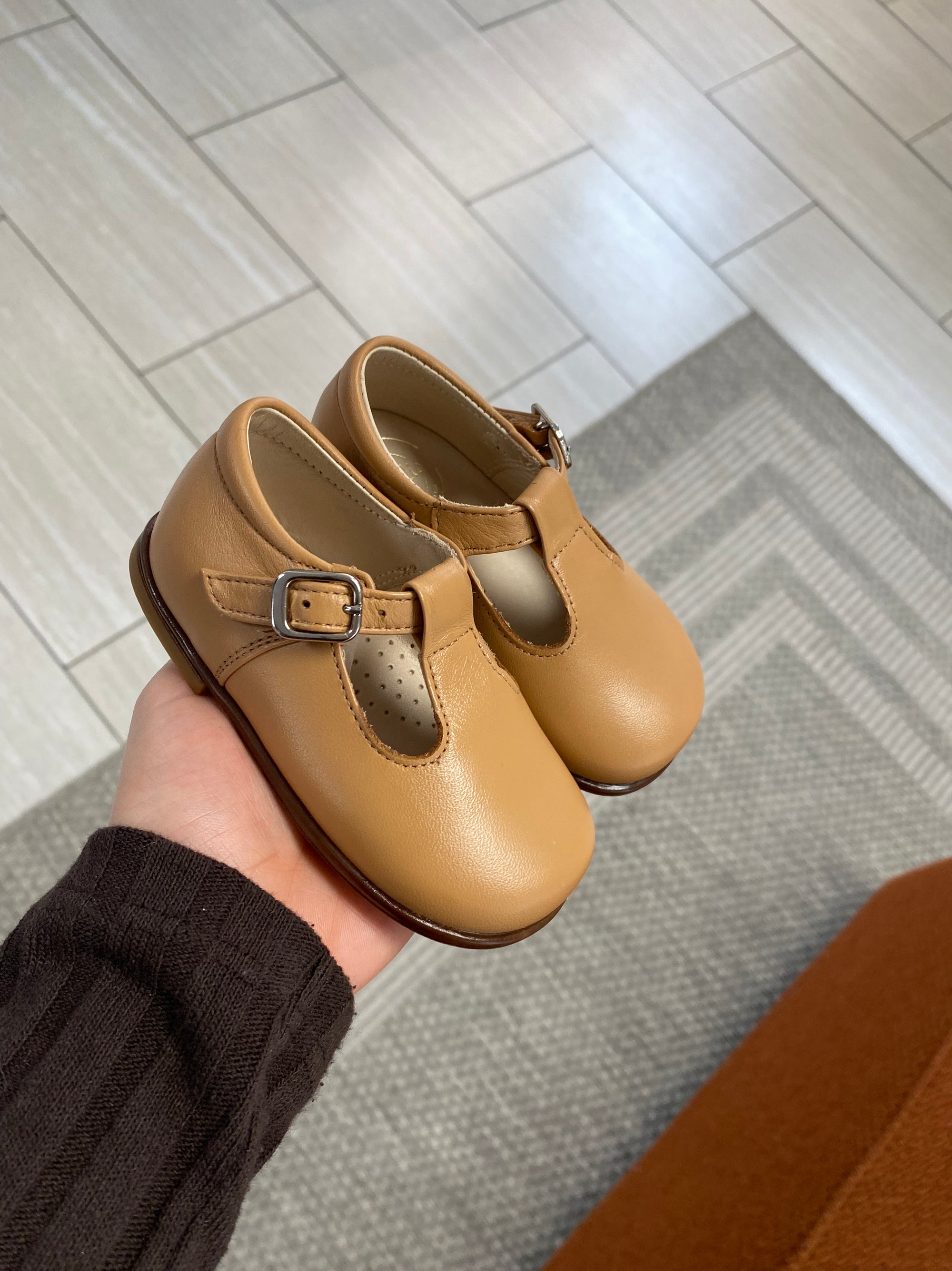 Beberlis Honey Brown T Strap Baby Shoe-Tassel Children Shoes
