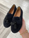 Papanatas Black Corduroy Tassel Loafer-Tassel Children Shoes
