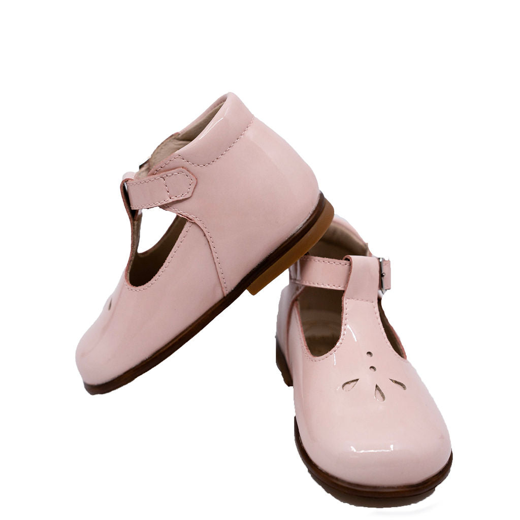 Beberlis Soft Pink Perforated Patent Baby Shoe-Tassel Children Shoes