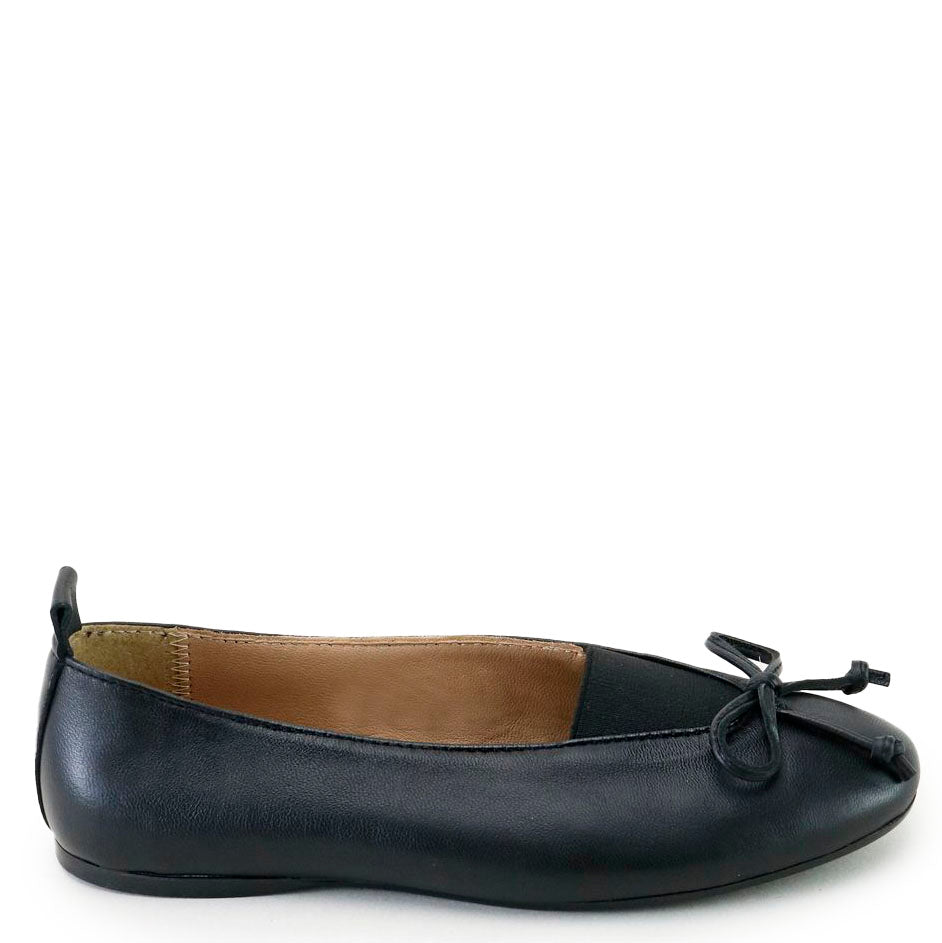 Papanatas Black Leather Elastic Ballet Flat-Tassel Children Shoes