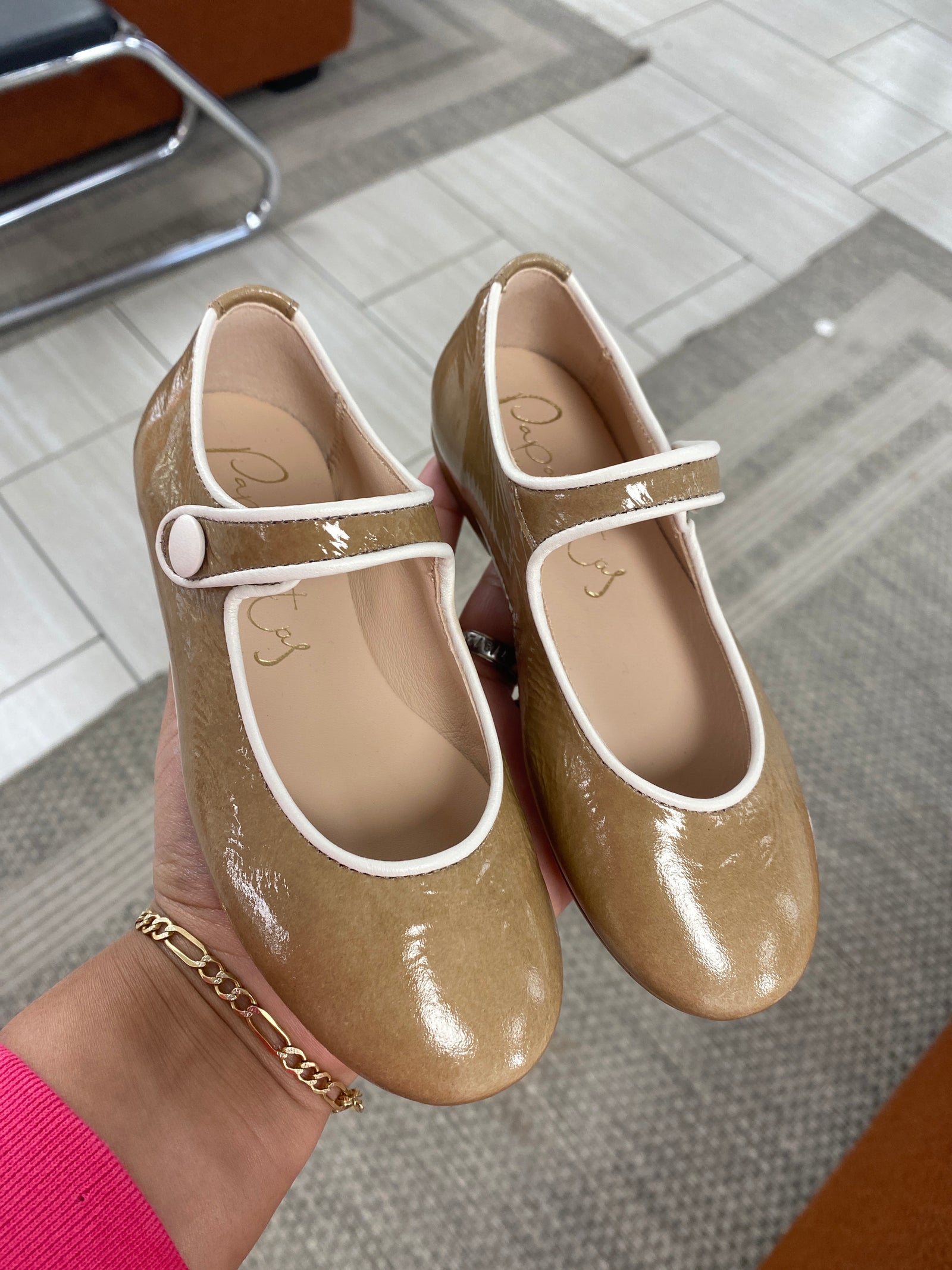 Papanatas Toffee Patent Mary Jane-Tassel Children Shoes