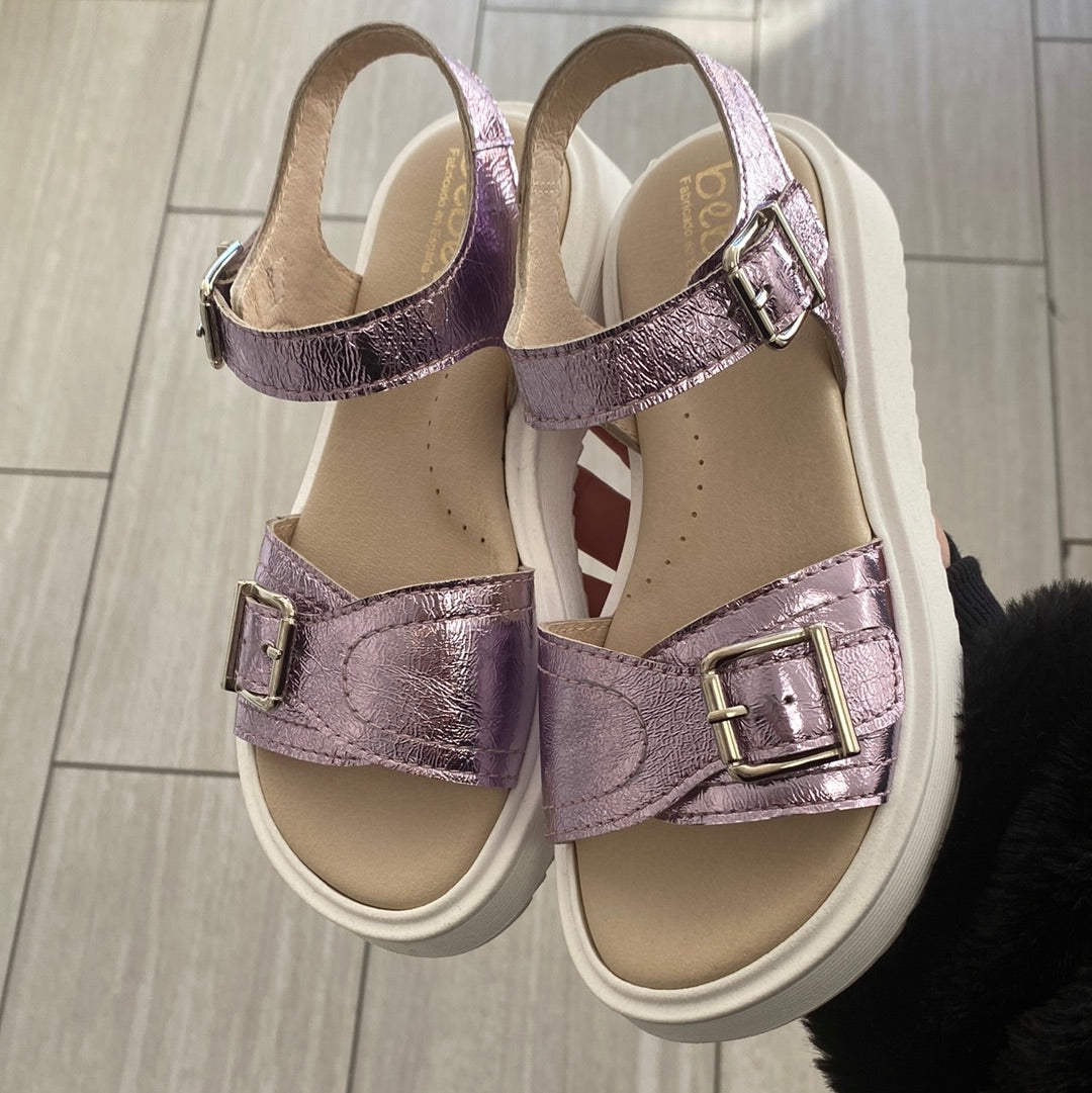 Beberlis Lavender Metallic Platform Sandal-Tassel Children Shoes