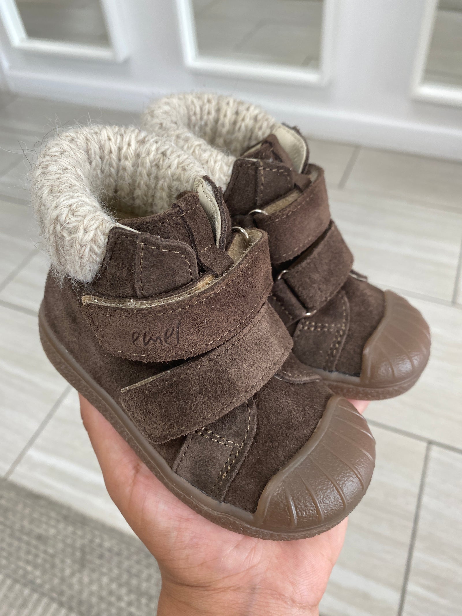Emel Brown Suede Sweater Baby Bootie-Tassel Children Shoes
