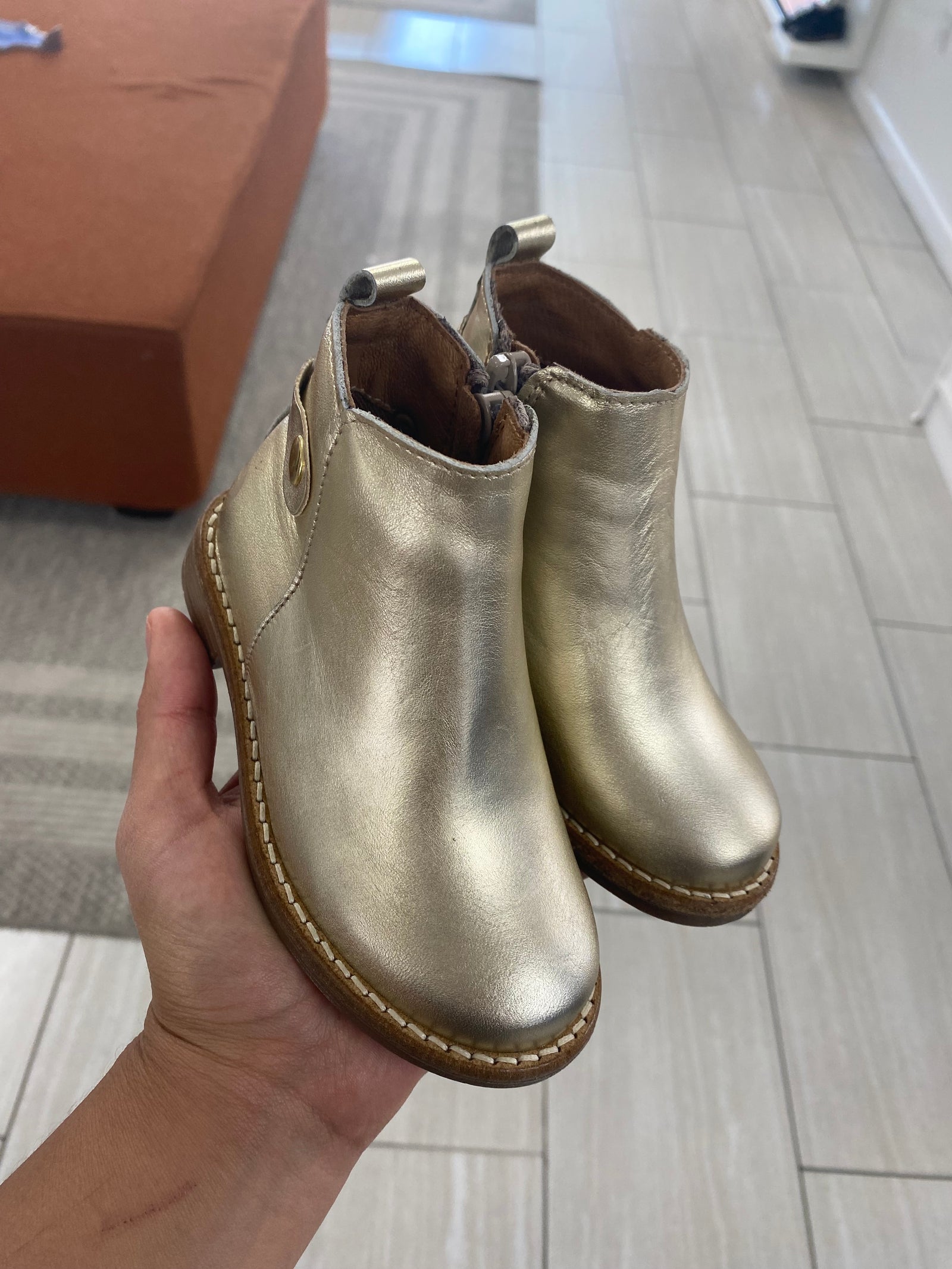 LMDI Gold Zipper Bootie-Tassel Children Shoes