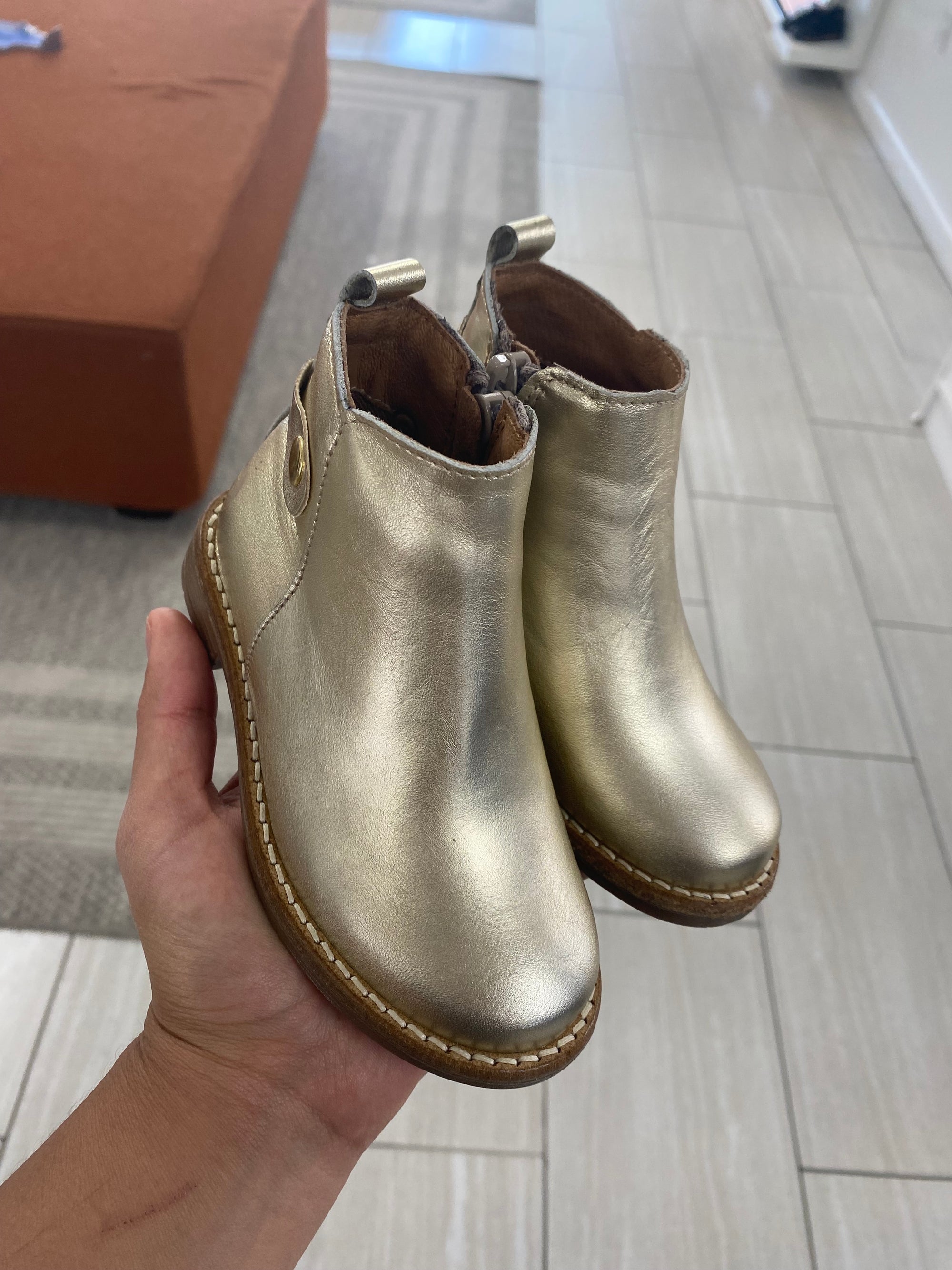 LMDI Gold Zipper Bootie-Tassel Children Shoes