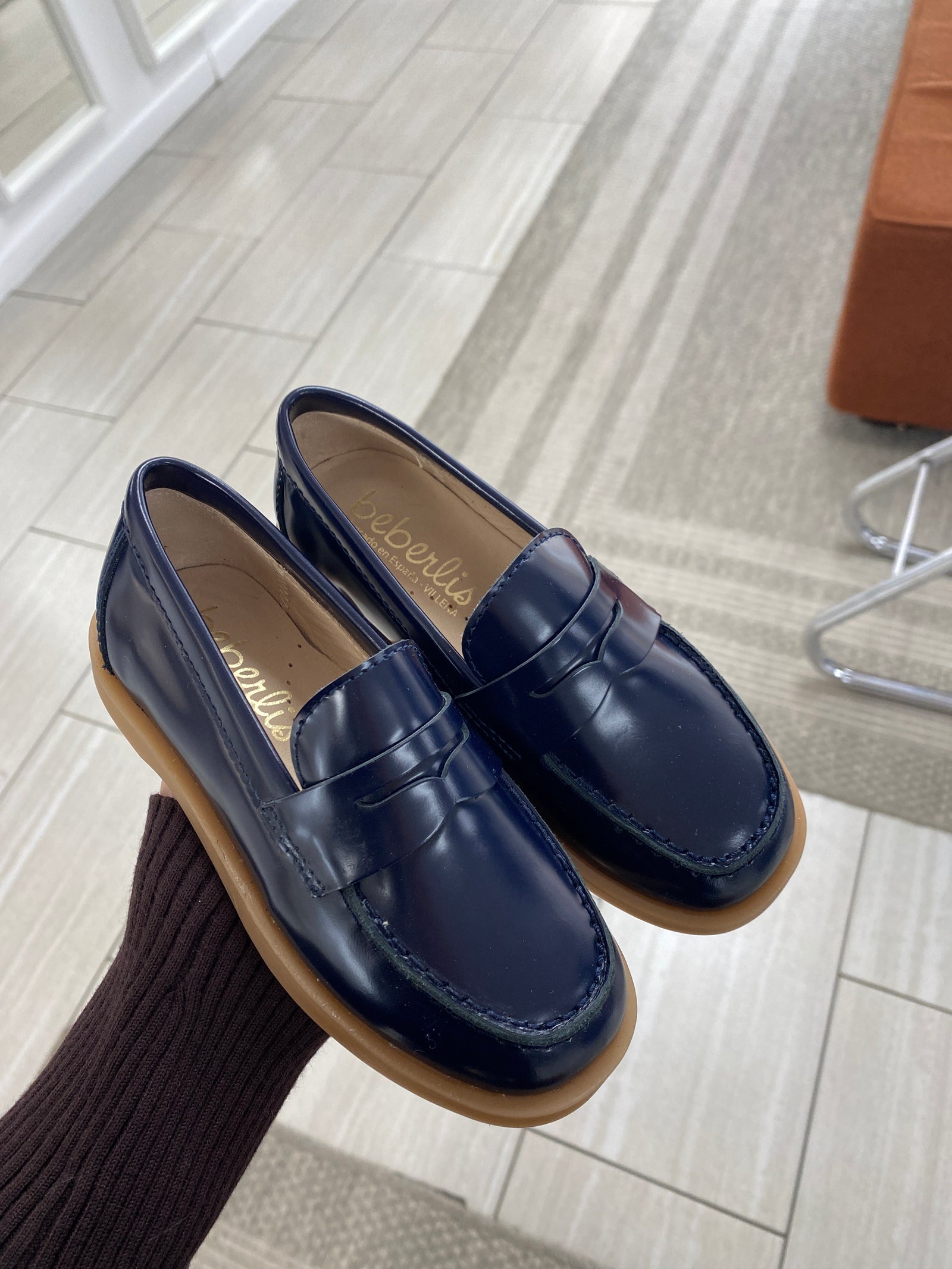 Beberlis Navy Florentic Penny Loafer-Tassel Children Shoes