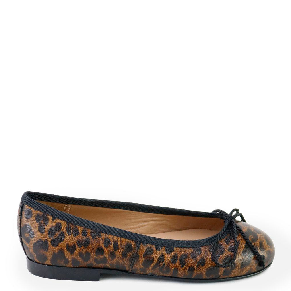 Papanatas Leopard Bow Ballet Flat-Tassel Children Shoes