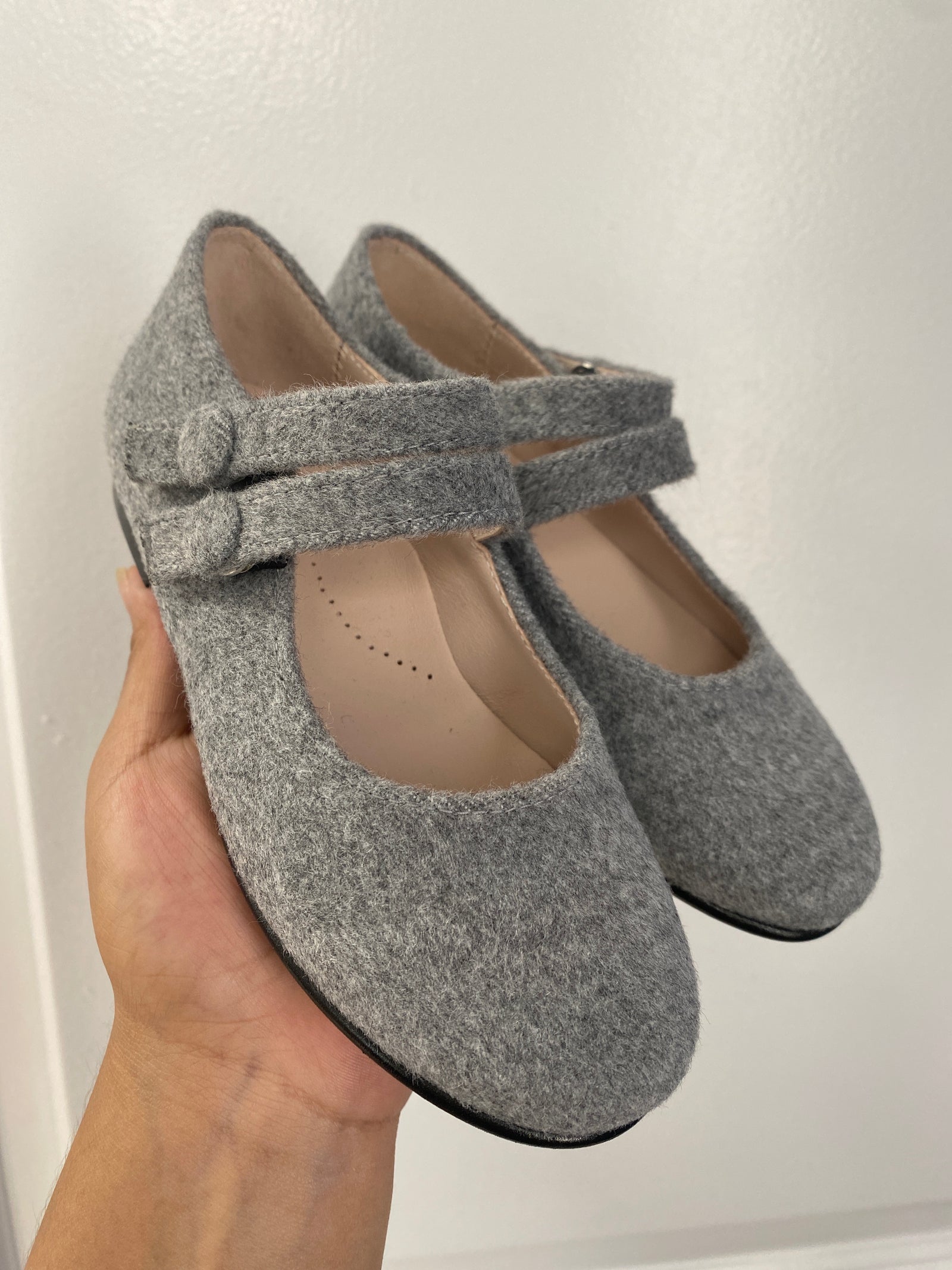 Beberlis Light Gray Double Strap Mary Jane-Tassel Children Shoes