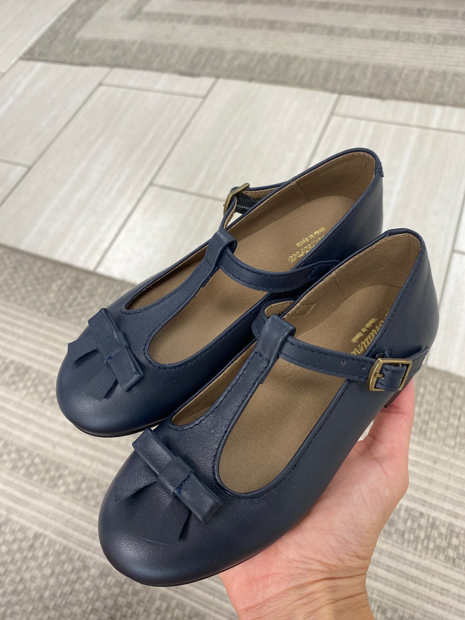 Sonatina Navy Bow T Strap Mary Jane-Tassel Children Shoes