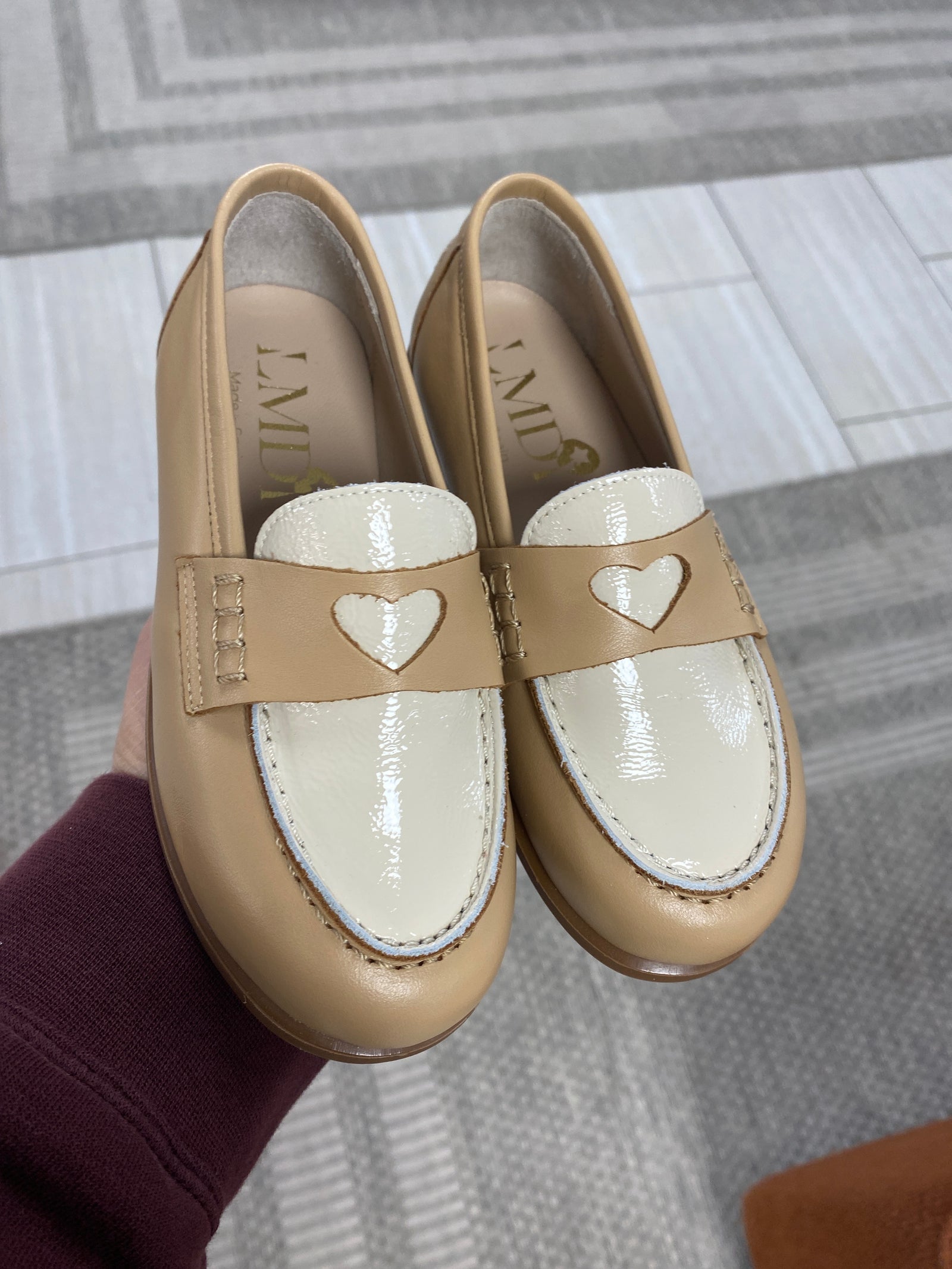 LMDI Beige Heart Penny Loafer-Tassel Children Shoes