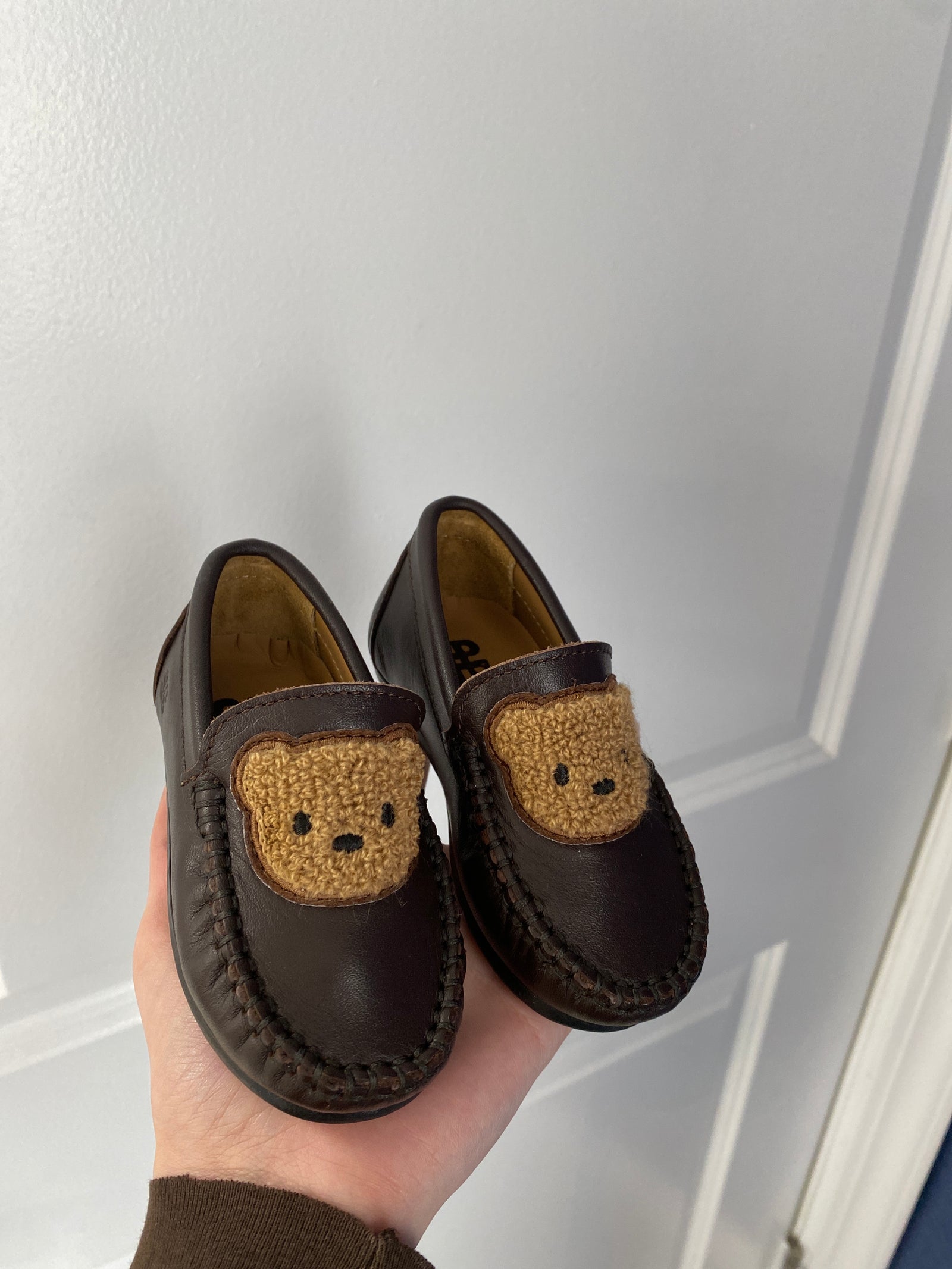 Porte Dark Brown Bear Patch Loafer-Tassel Children Shoes