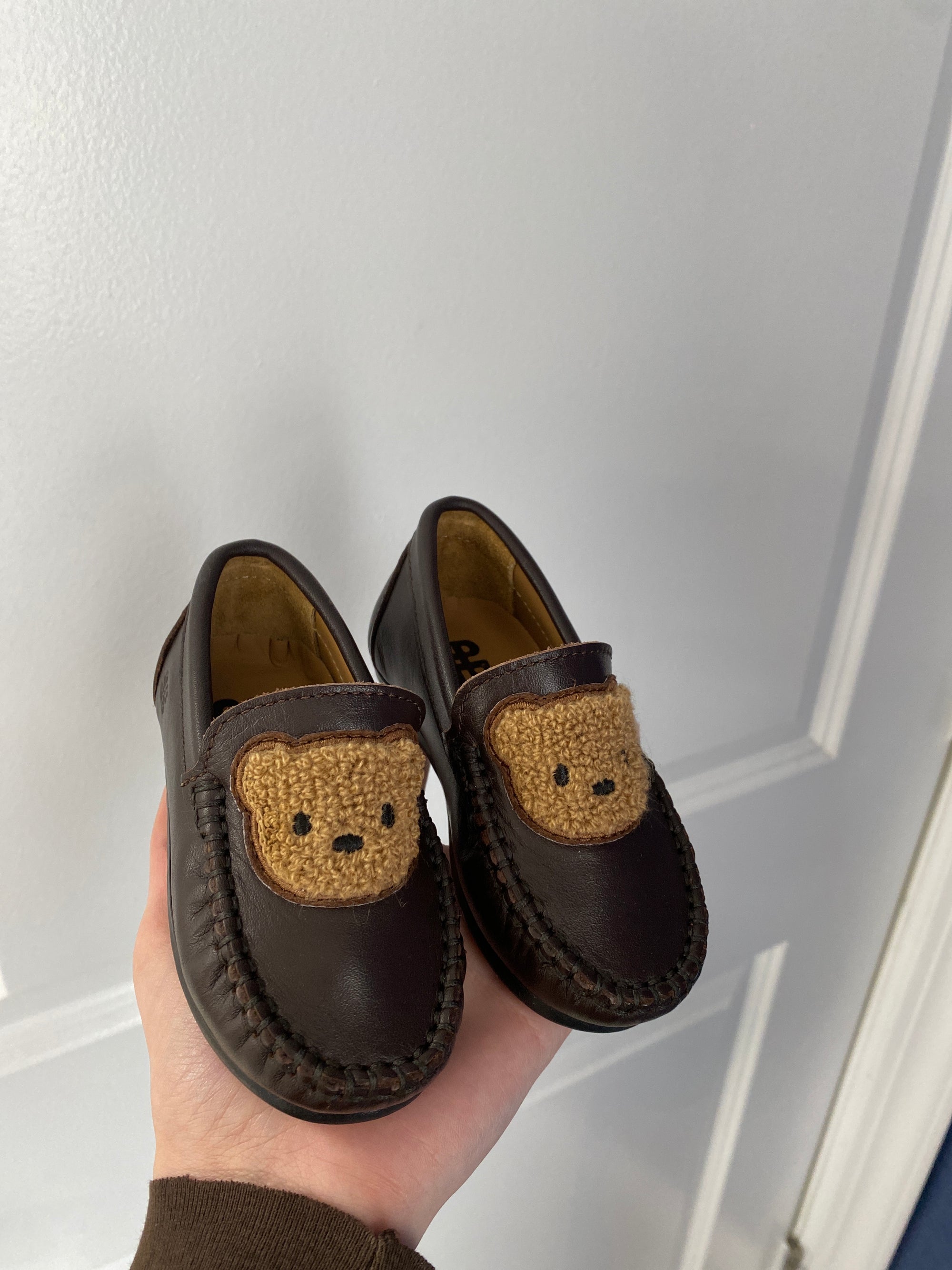 Porte Dark Brown Bear Patch Loafer-Tassel Children Shoes