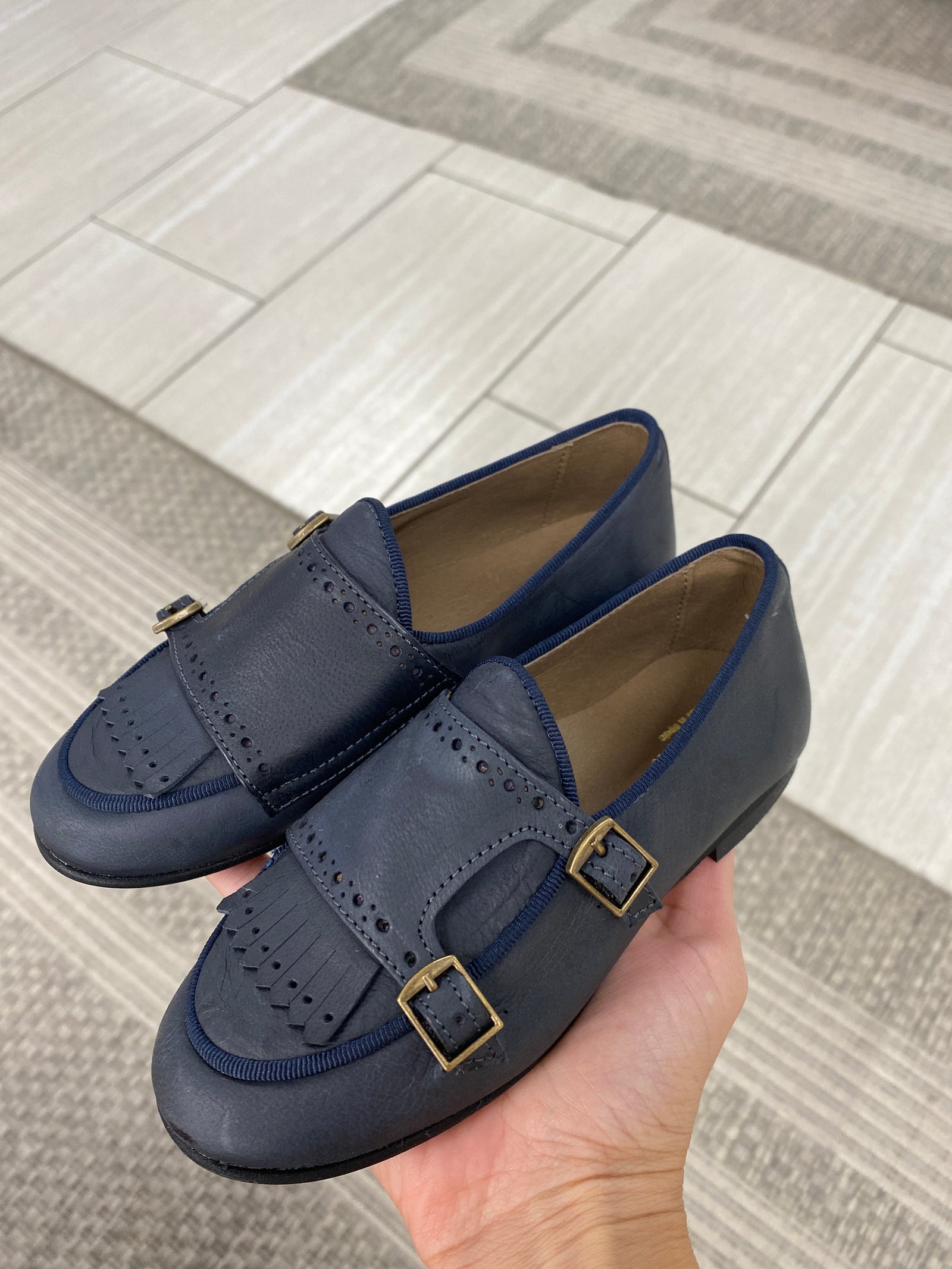 Sonatina Navy Fringe Monk Loafer-Tassel Children Shoes