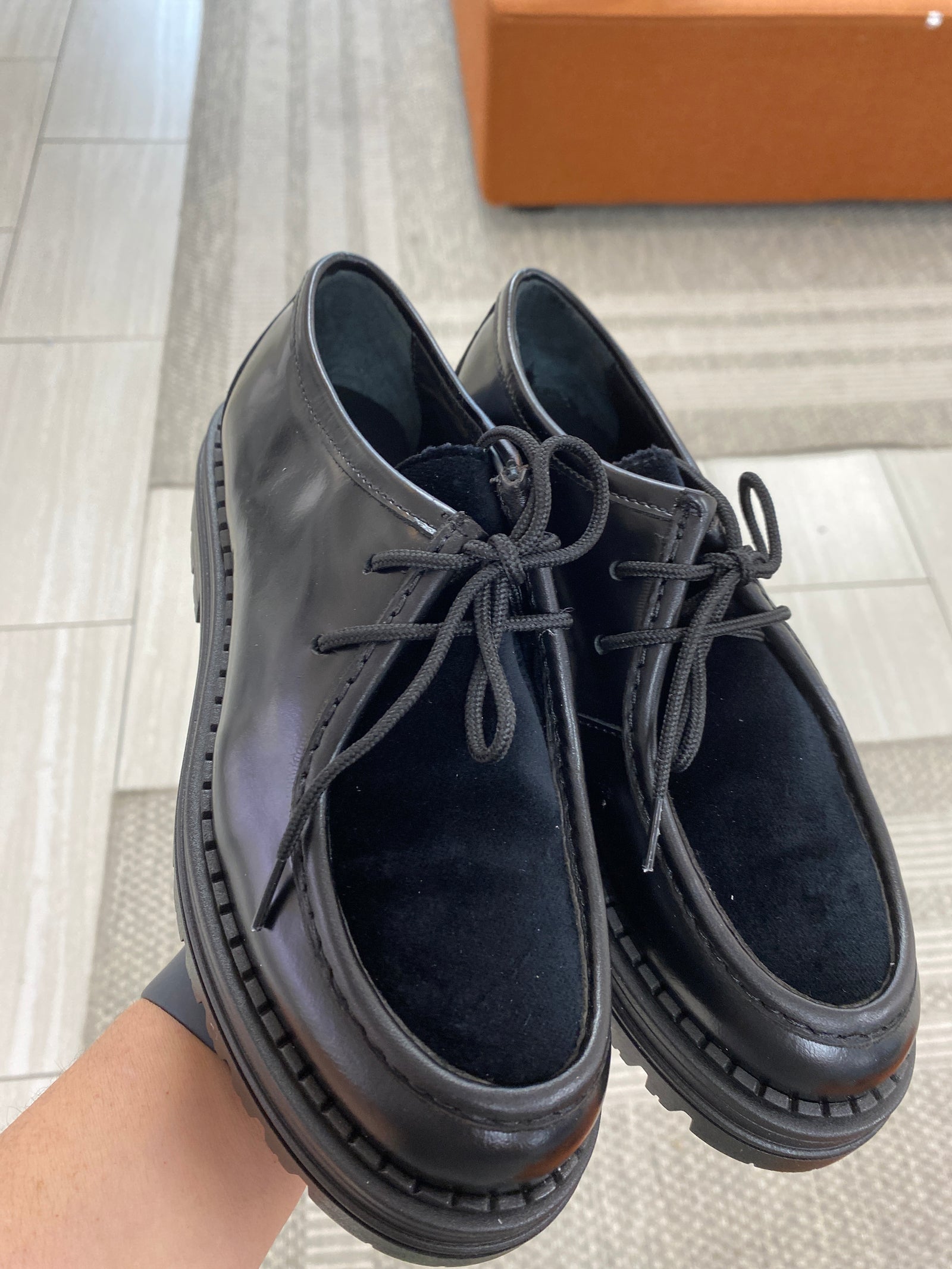 Blublonc Leather and Velvet Lace Shoe-Tassel Children Shoes