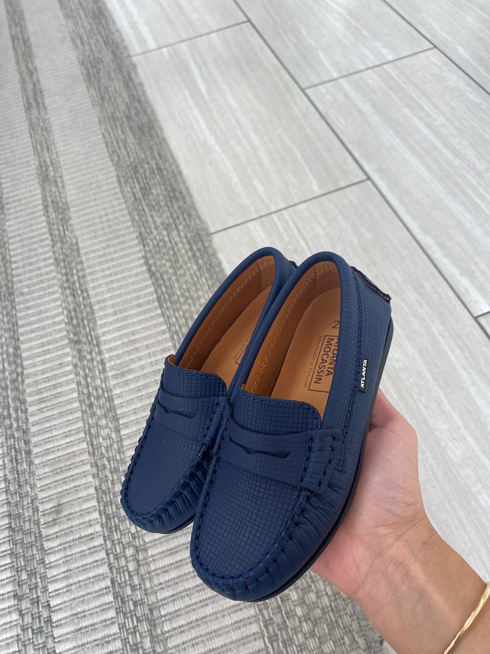 Atlanta Mocassion Blue Pressed Rubber Penny Loafer-Tassel Children Shoes