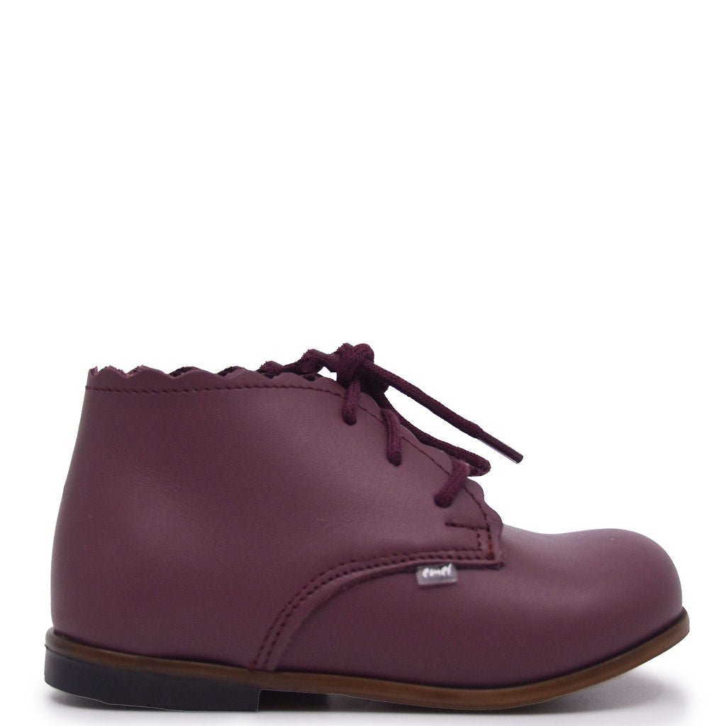 Emel Plum Scalloped Baby Bootie-Tassel Children Shoes