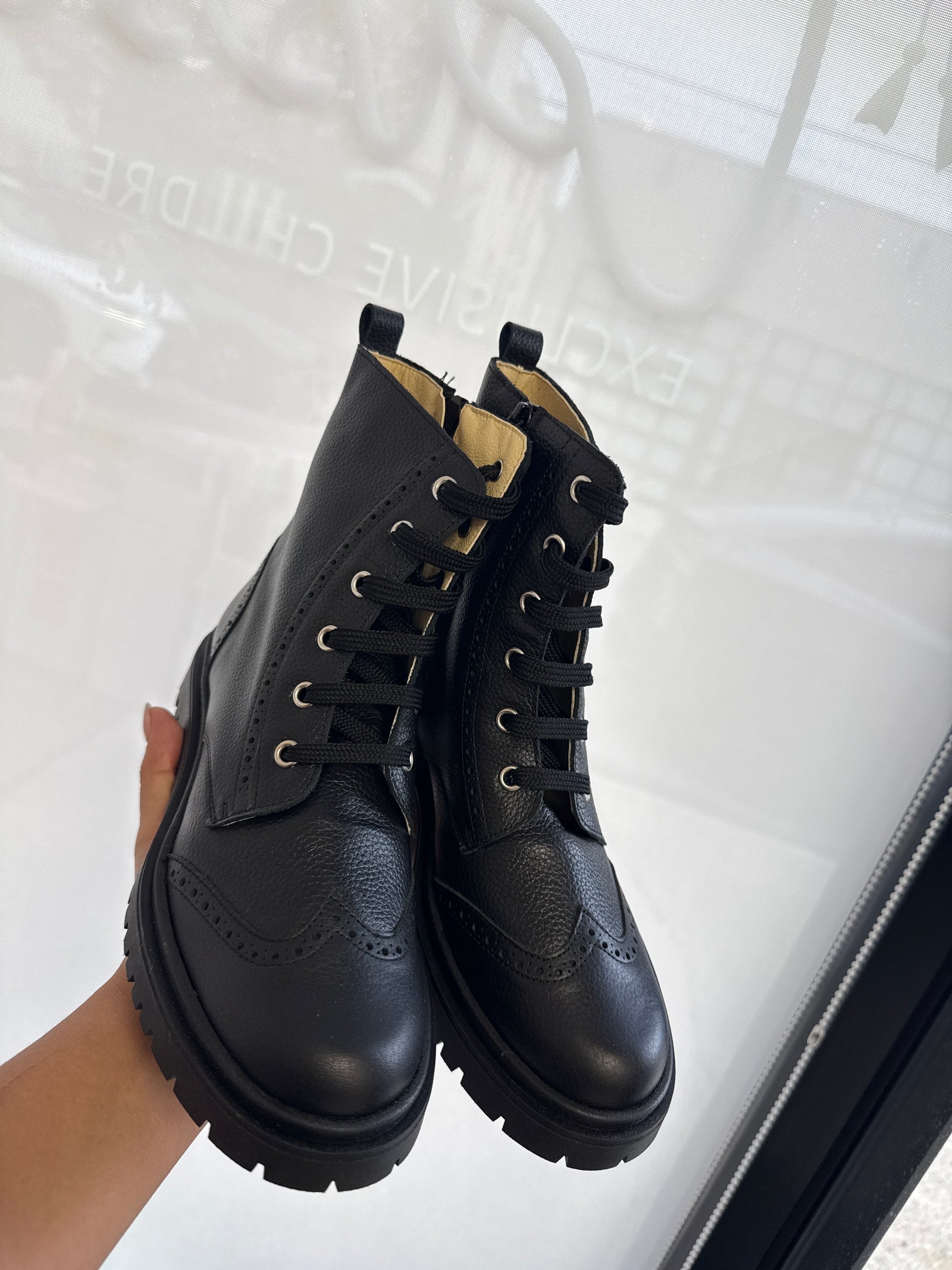 Andanines Black Combat Boot-Tassel Children Shoes