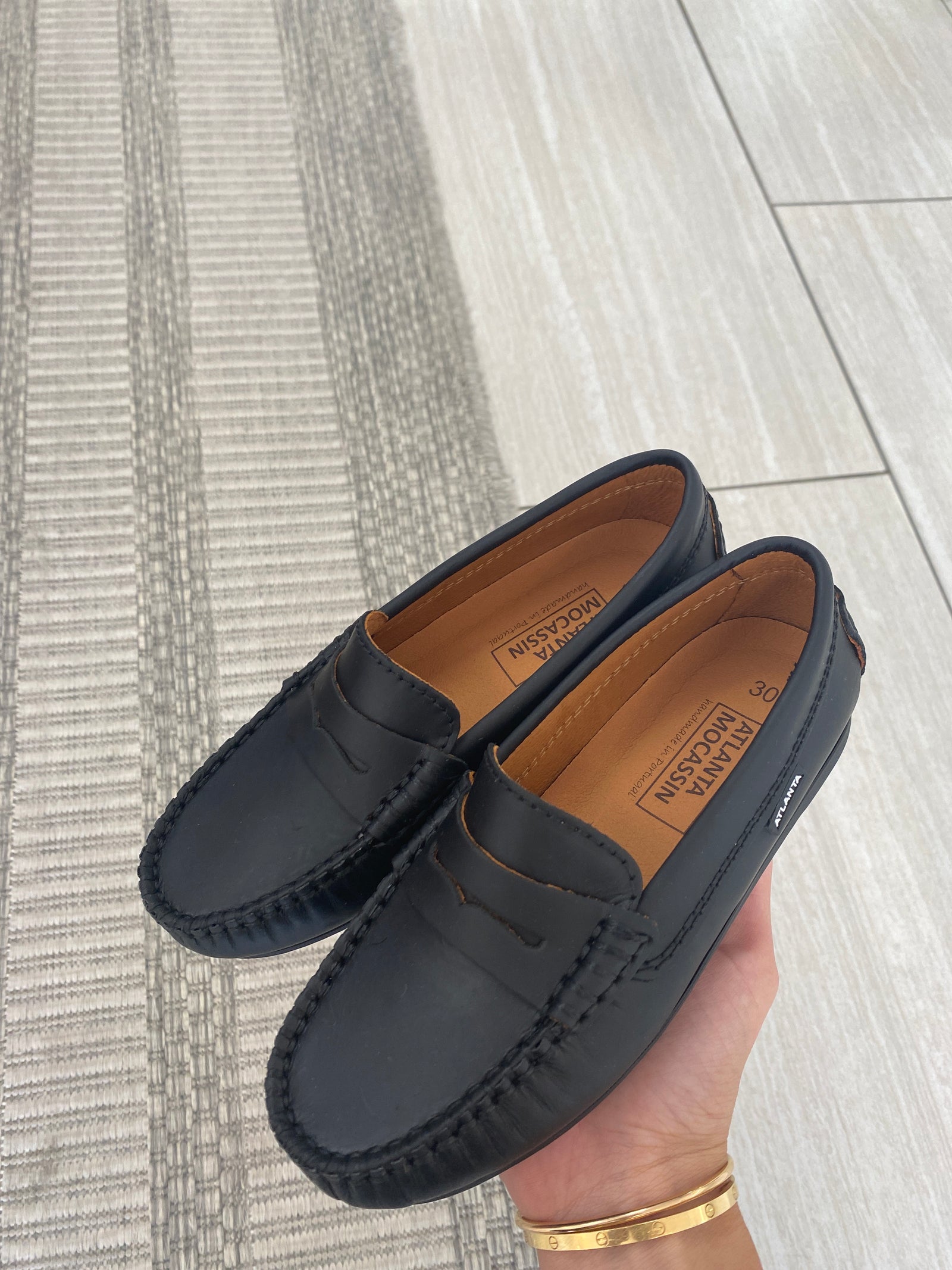 Atlanta Mocassin Black Rubber Penny Loafer-Tassel Children Shoes