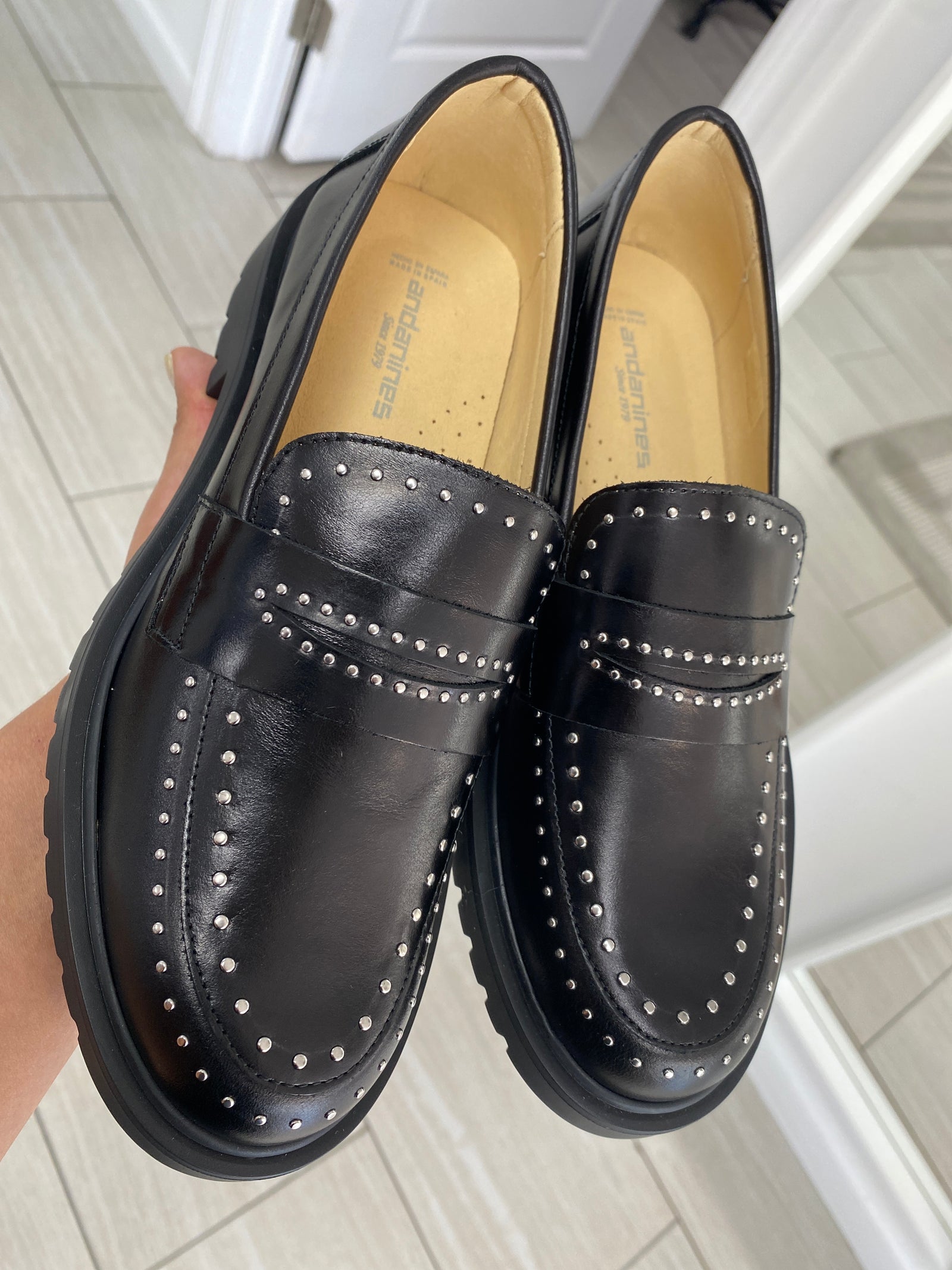 Andanines Black Studded Penny Loafer-Tassel Children Shoes