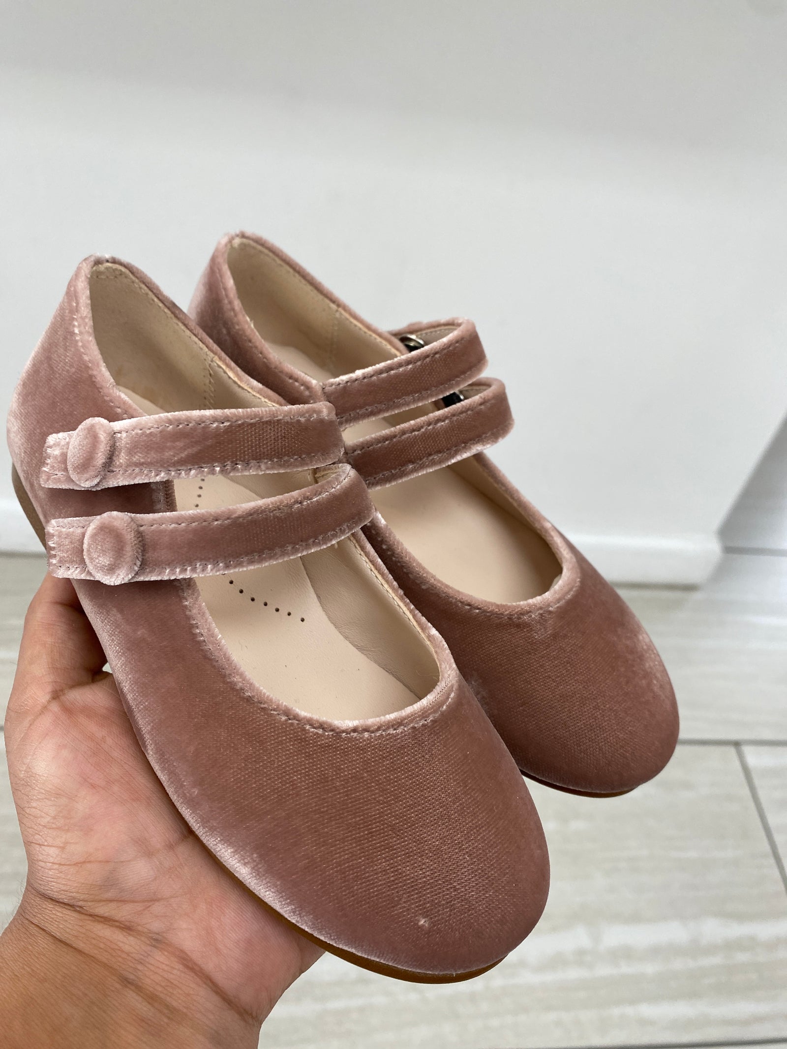 Beberlis Rosewood Velvet Double Strap Mary Jane-Tassel Children Shoes