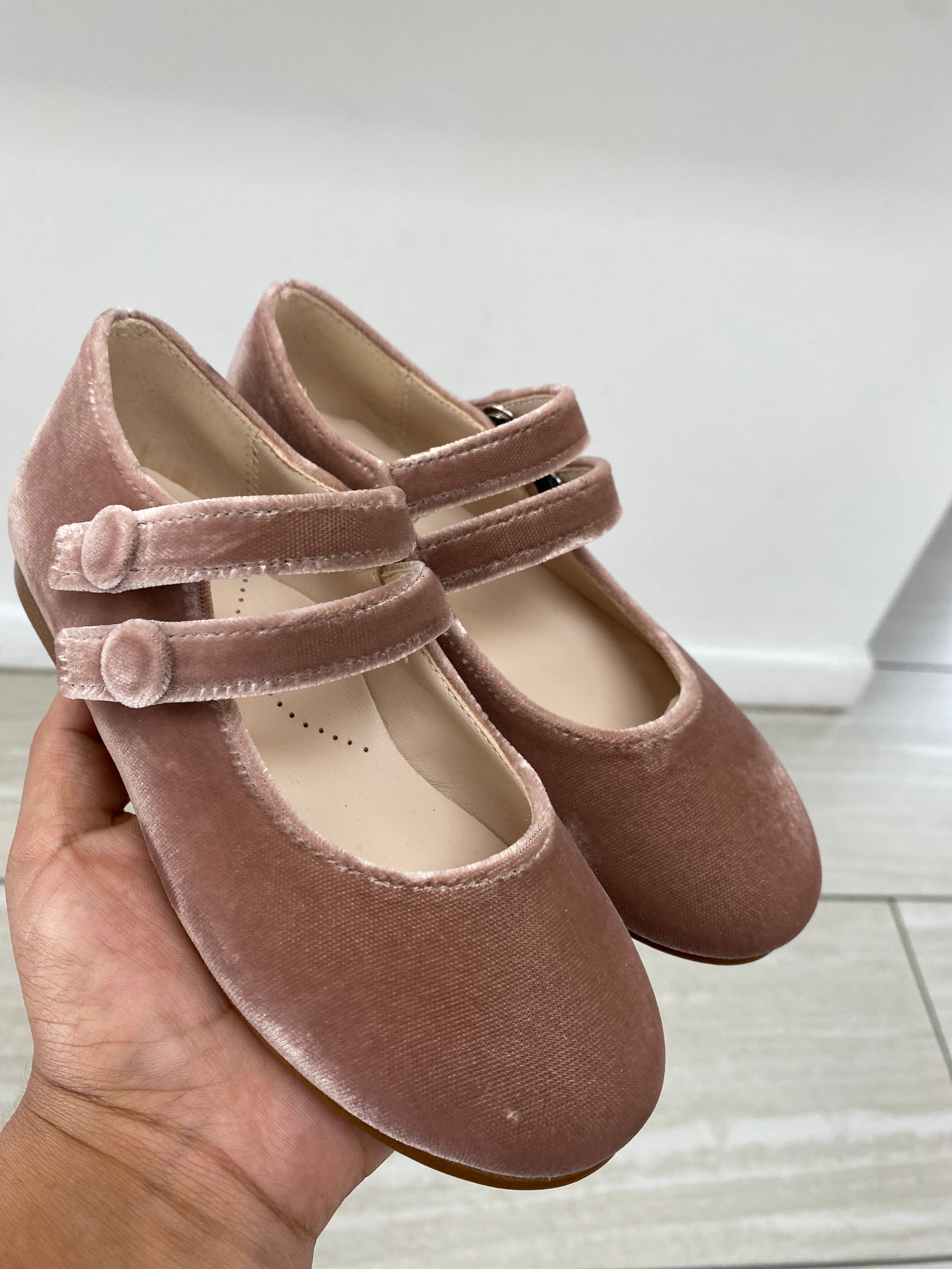 Beberlis Rosewood Velvet Double Strap Mary Jane-Tassel Children Shoes